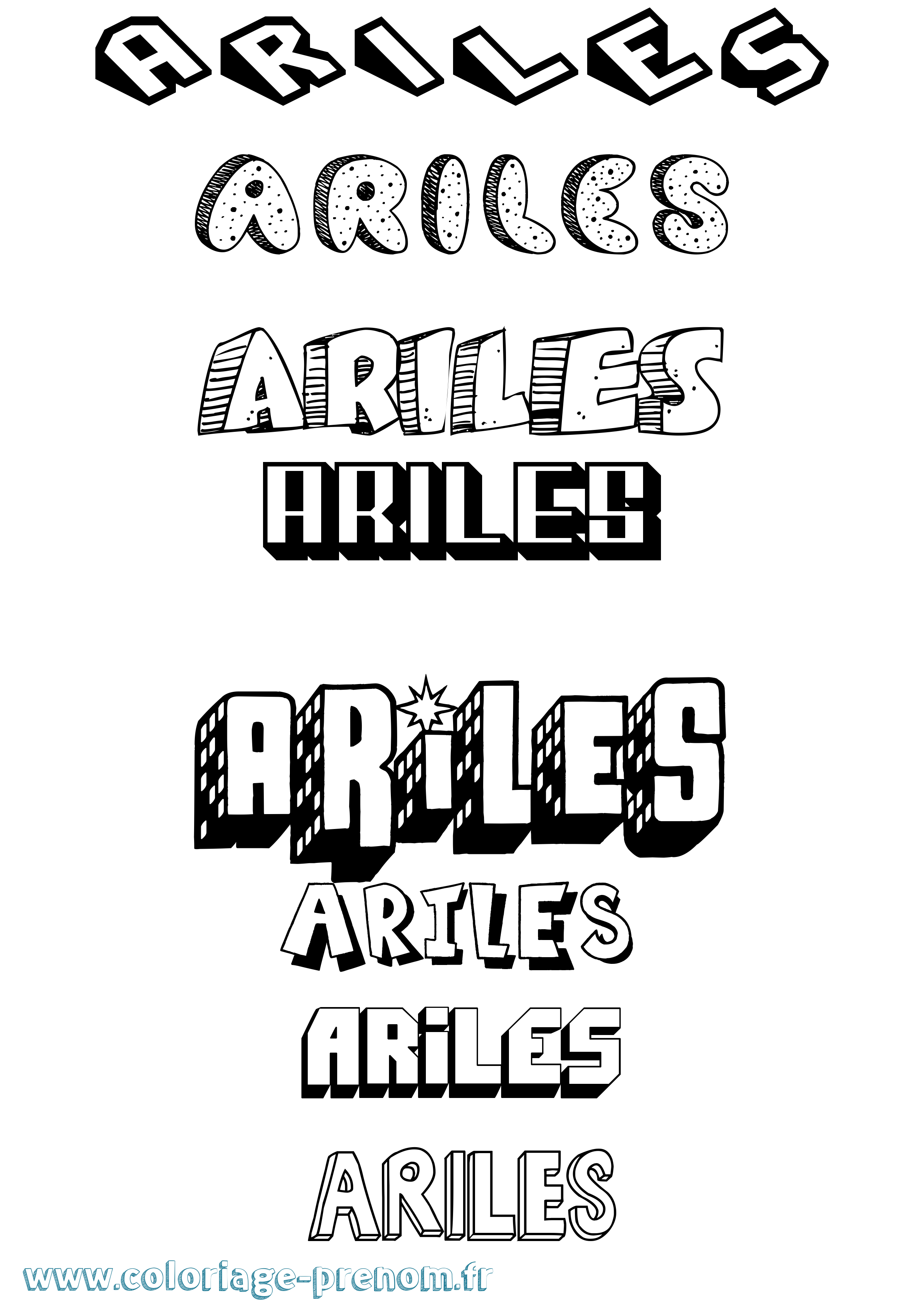 Coloriage prénom Ariles Effet 3D