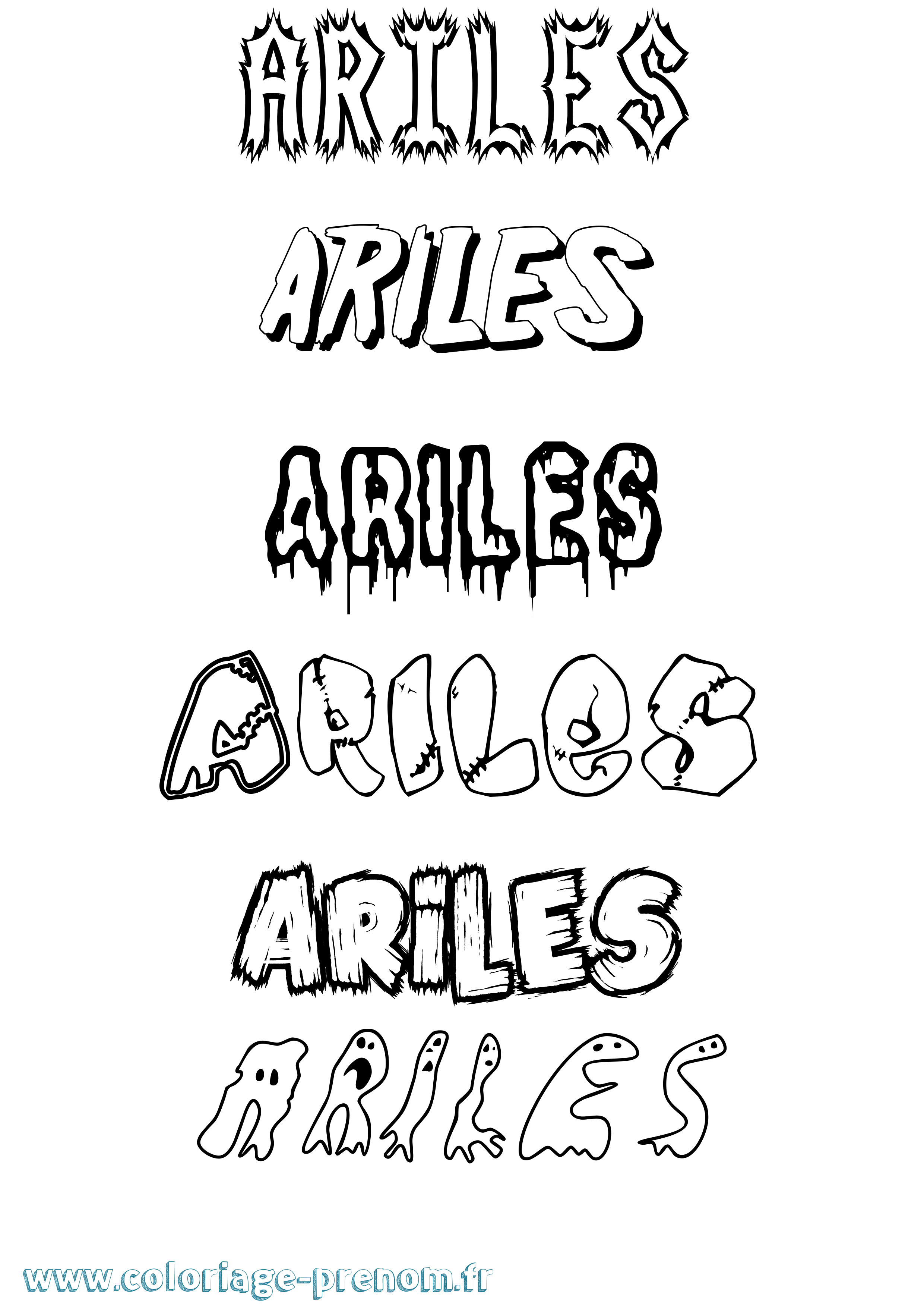Coloriage Ariles Frisson Coloriage prénom Ariles Frisson