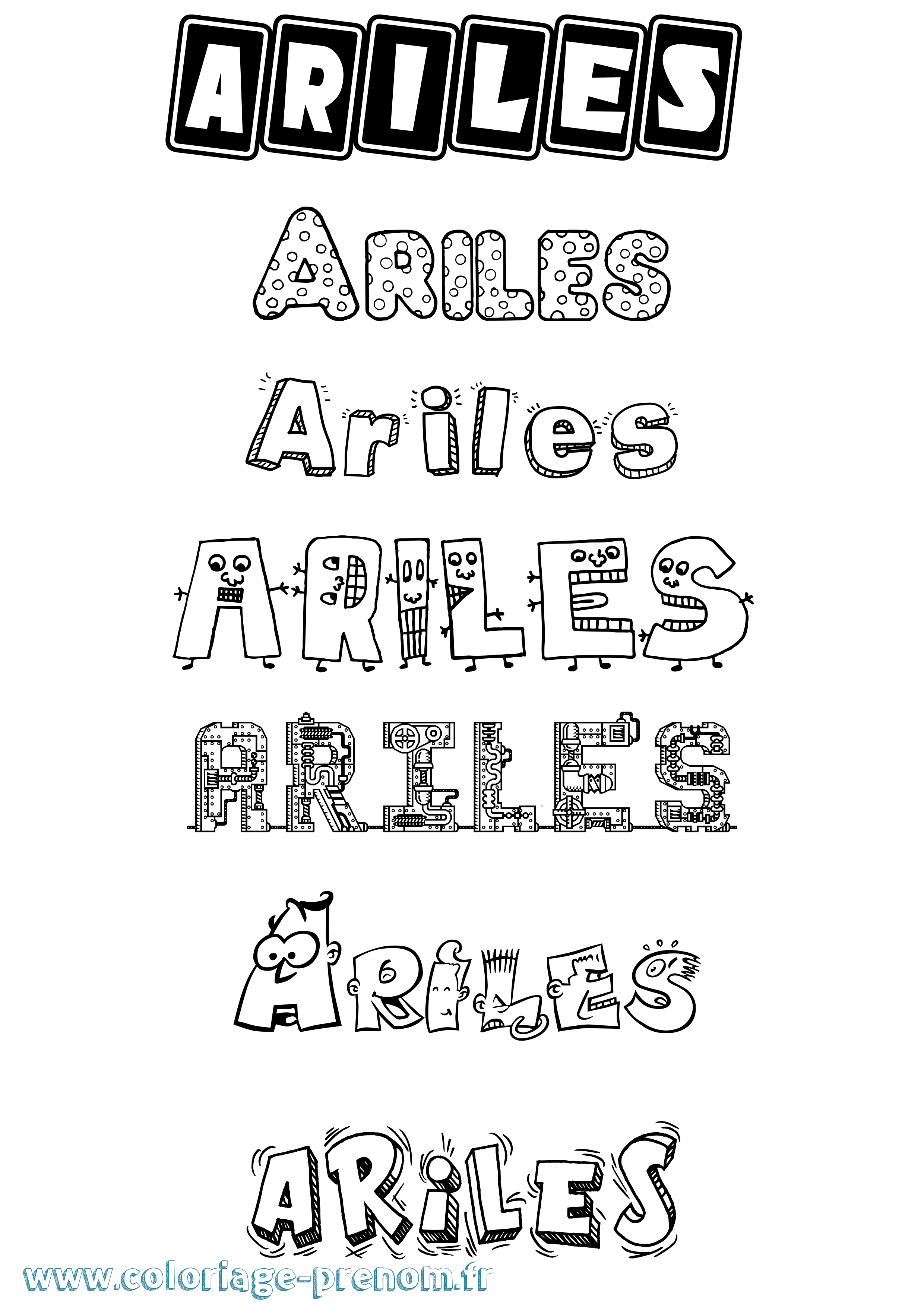 Coloriage Ariles Fun Coloriage prénom Ariles Fun