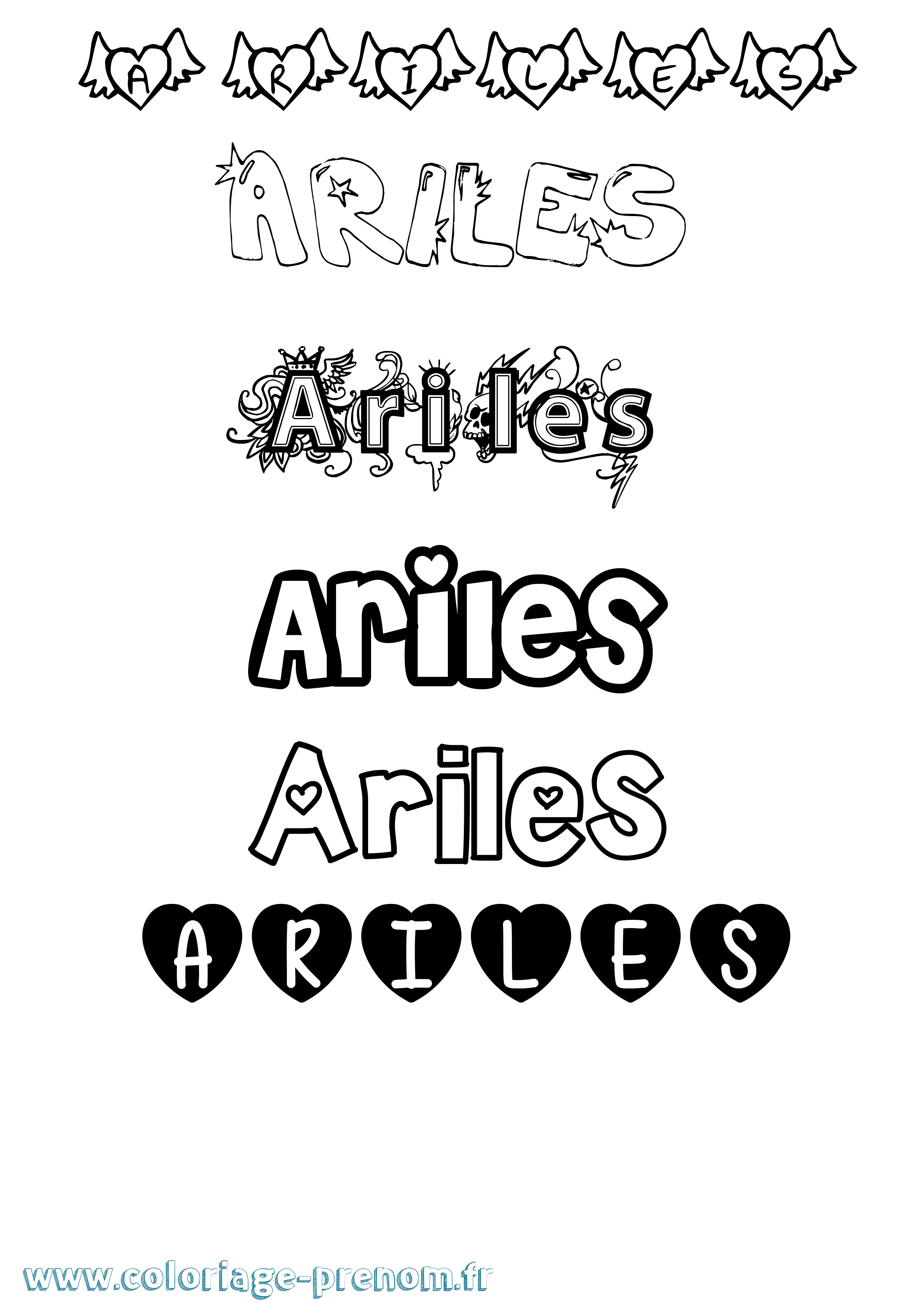 Coloriage Ariles Girly Coloriage prénom Ariles Girly
