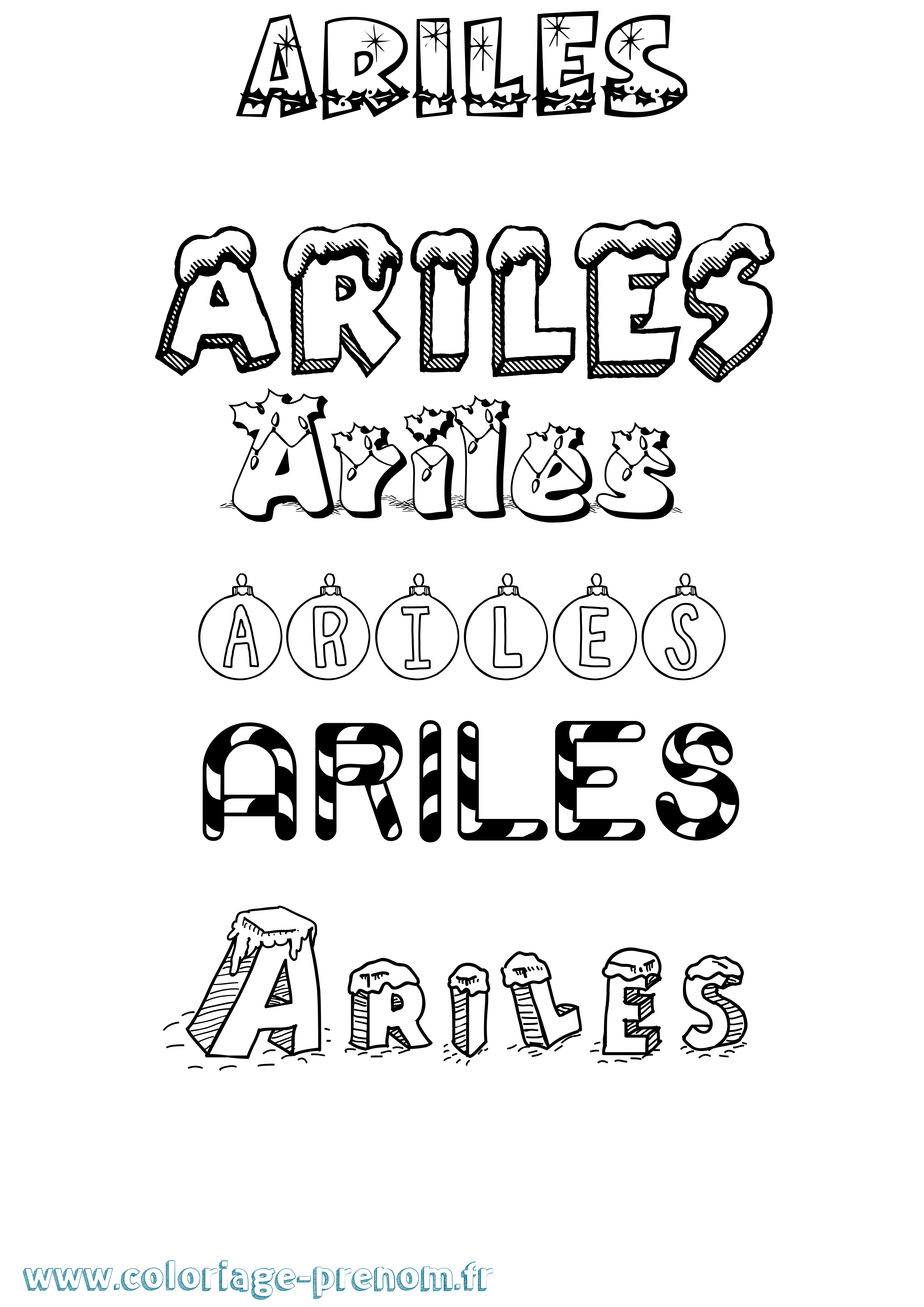 Coloriage Ariles Noël Coloriage prénom Ariles Noël