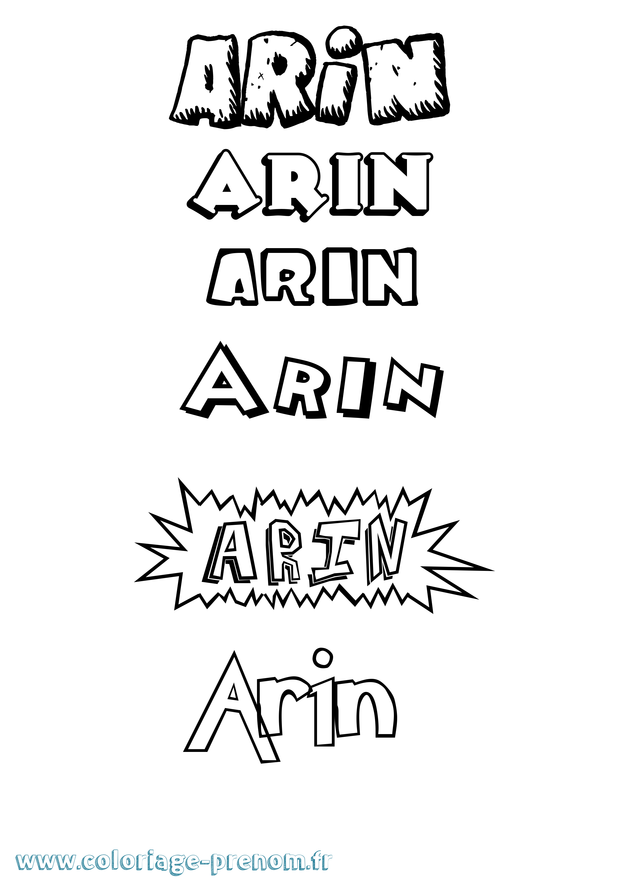 Coloriage prénom Arin Dessin Animé