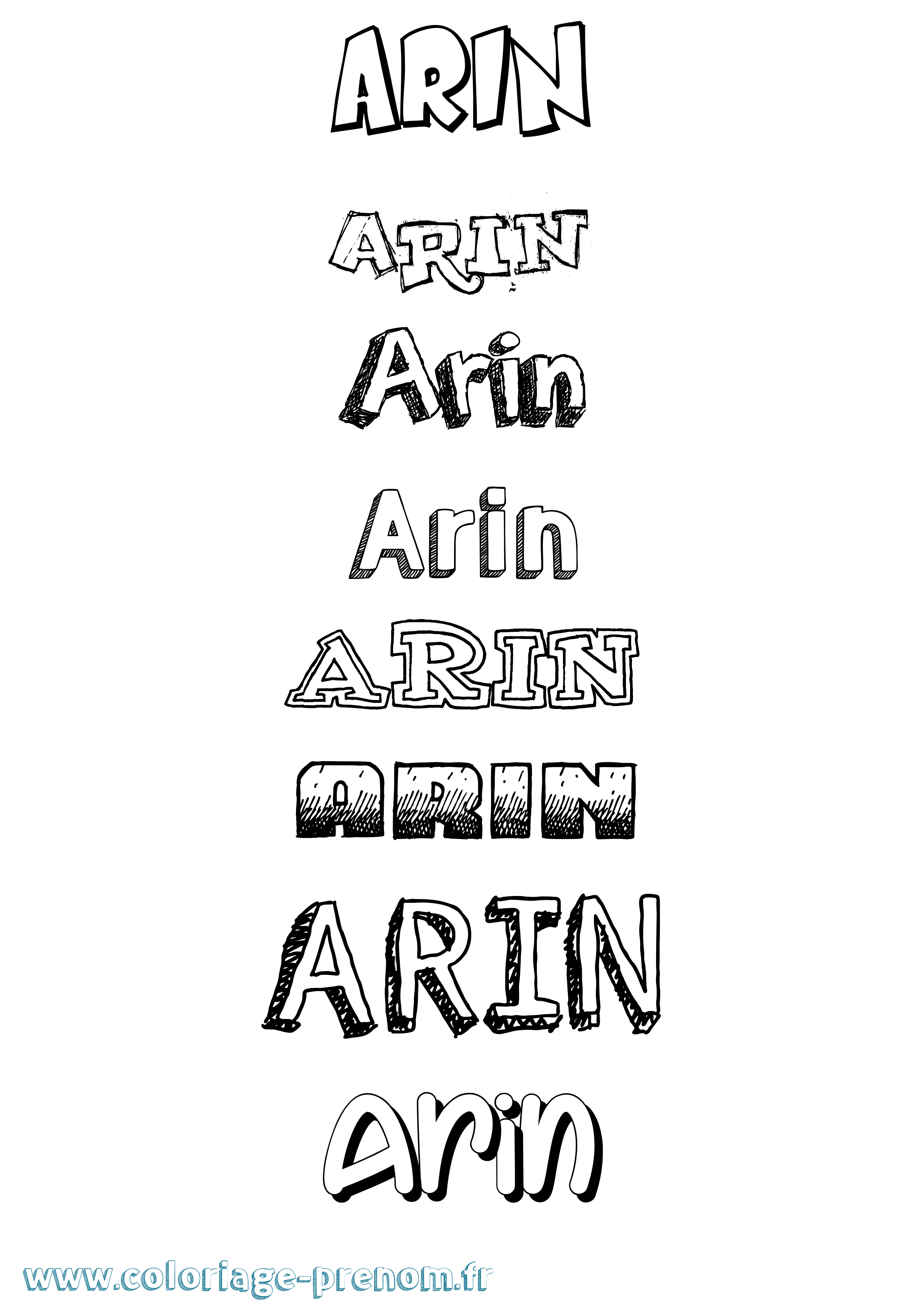 Coloriage prénom Arin Dessiné