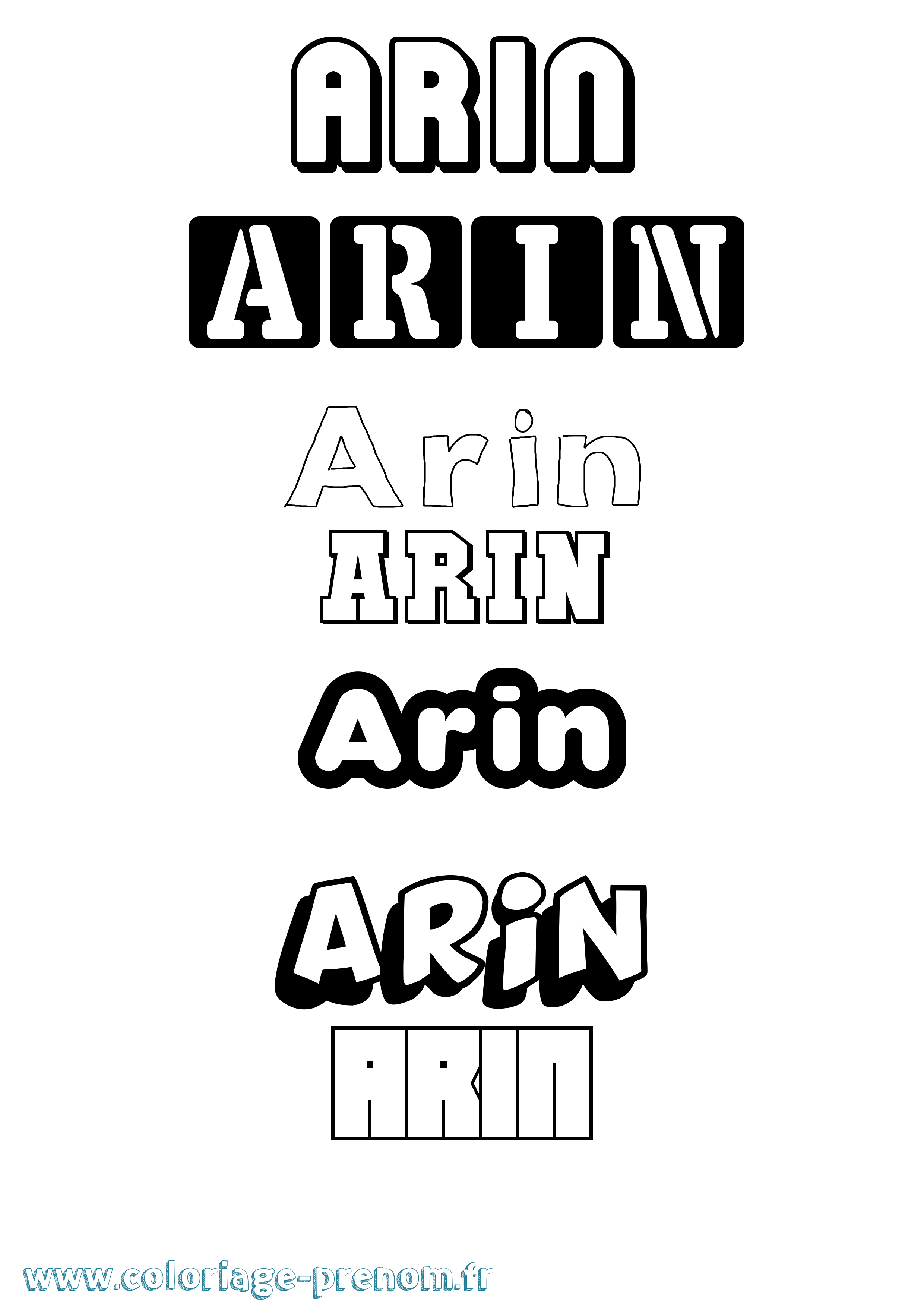 Coloriage prénom Arin Simple