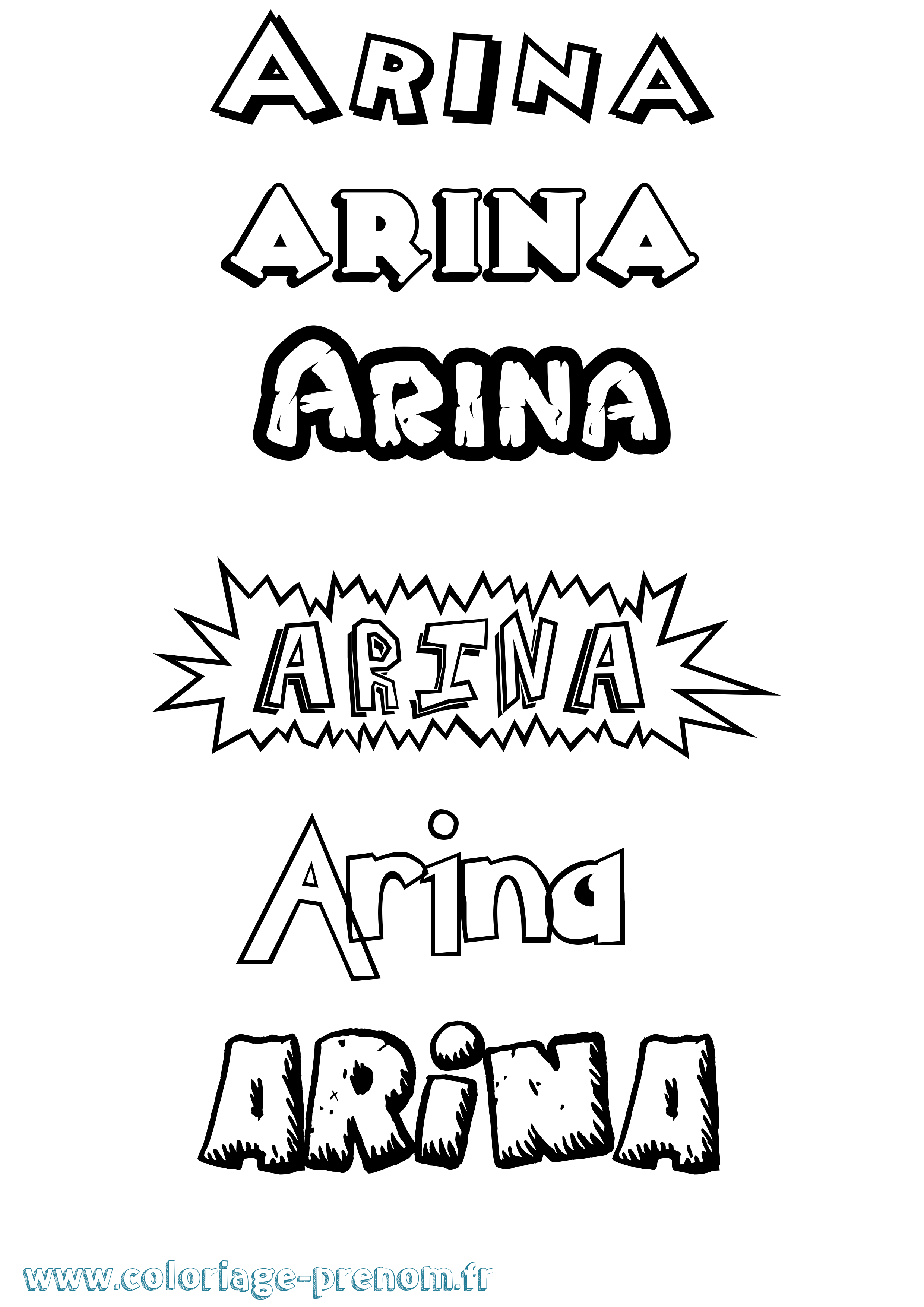 Coloriage prénom Arina Dessin Animé