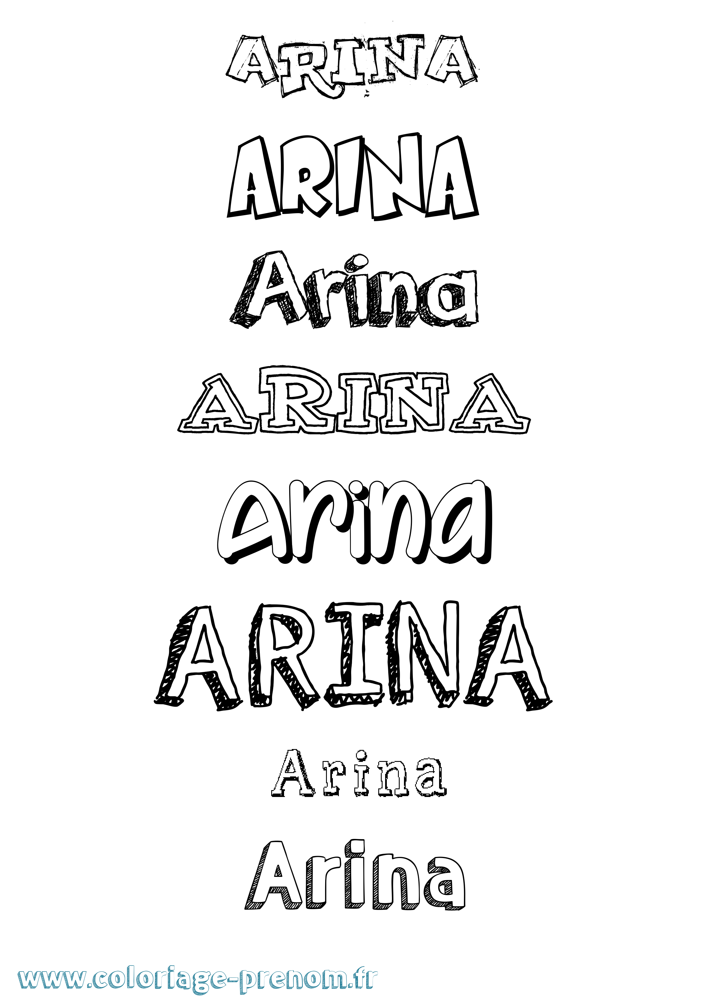 Coloriage prénom Arina Dessiné