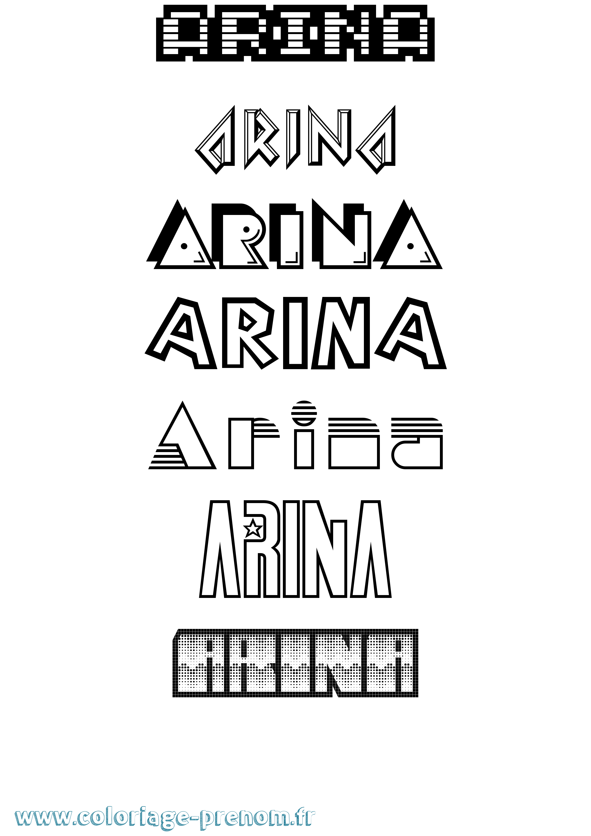 Coloriage prénom Arina Jeux Vidéos