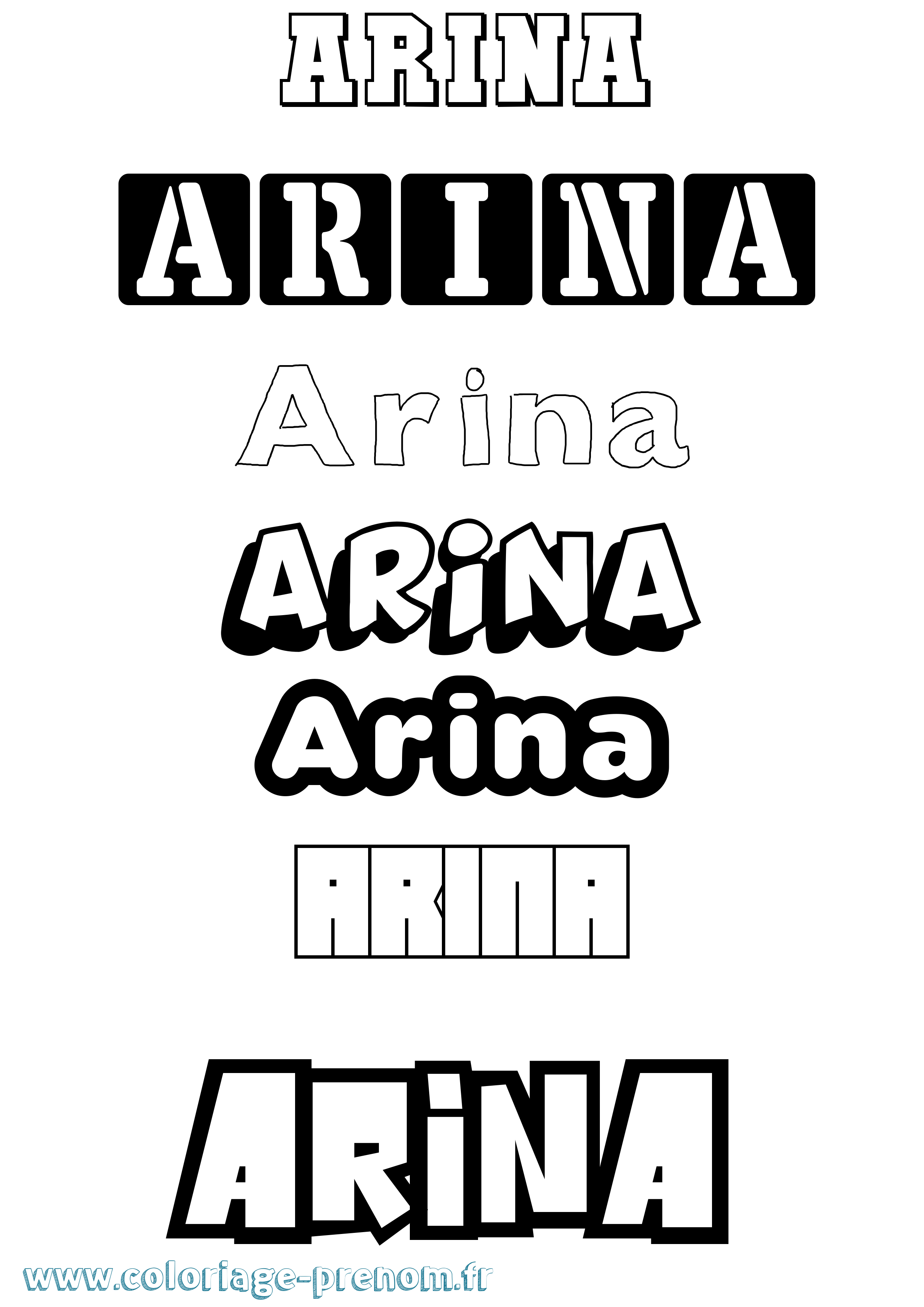 Coloriage prénom Arina Simple