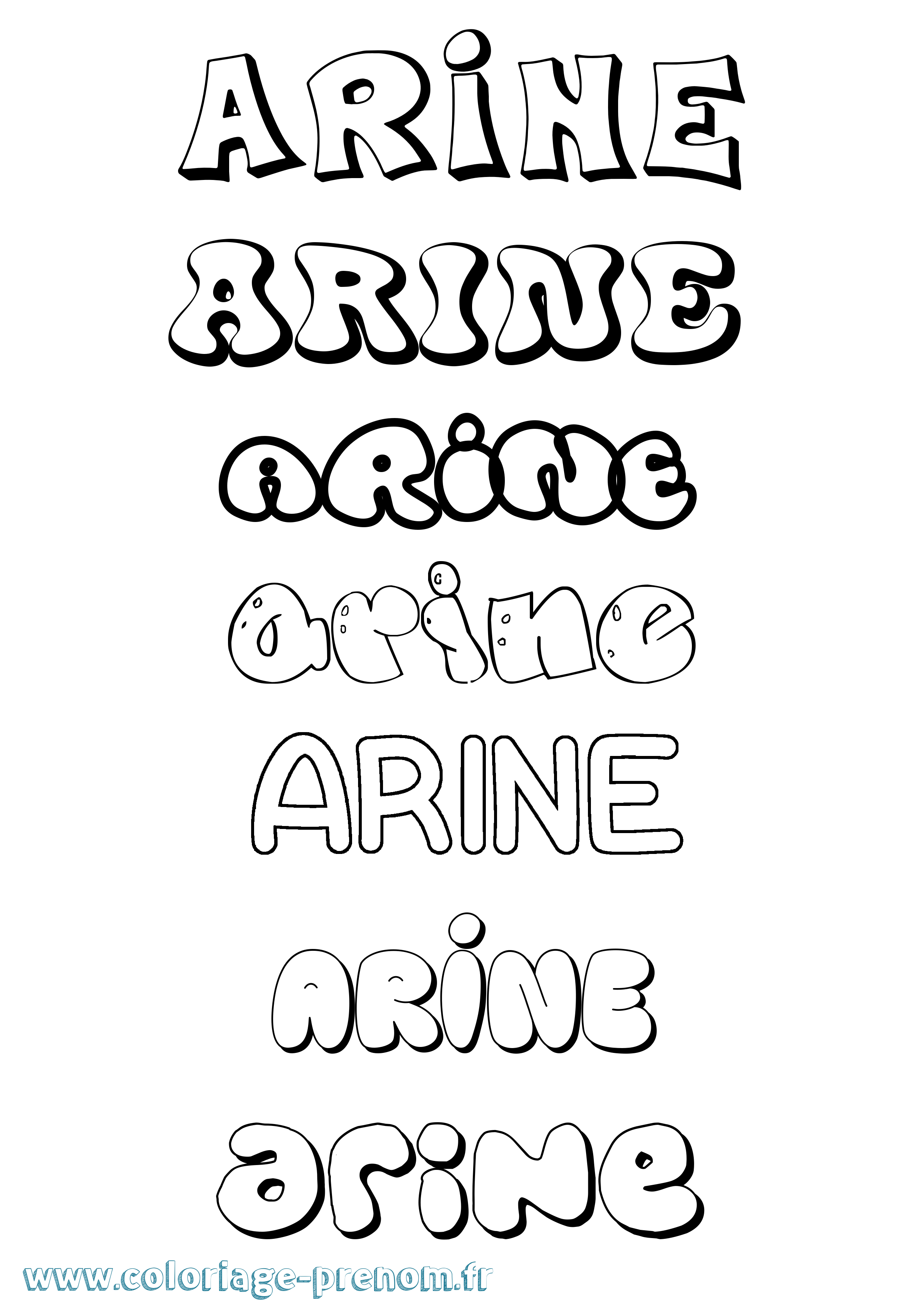 Coloriage prénom Arine Bubble