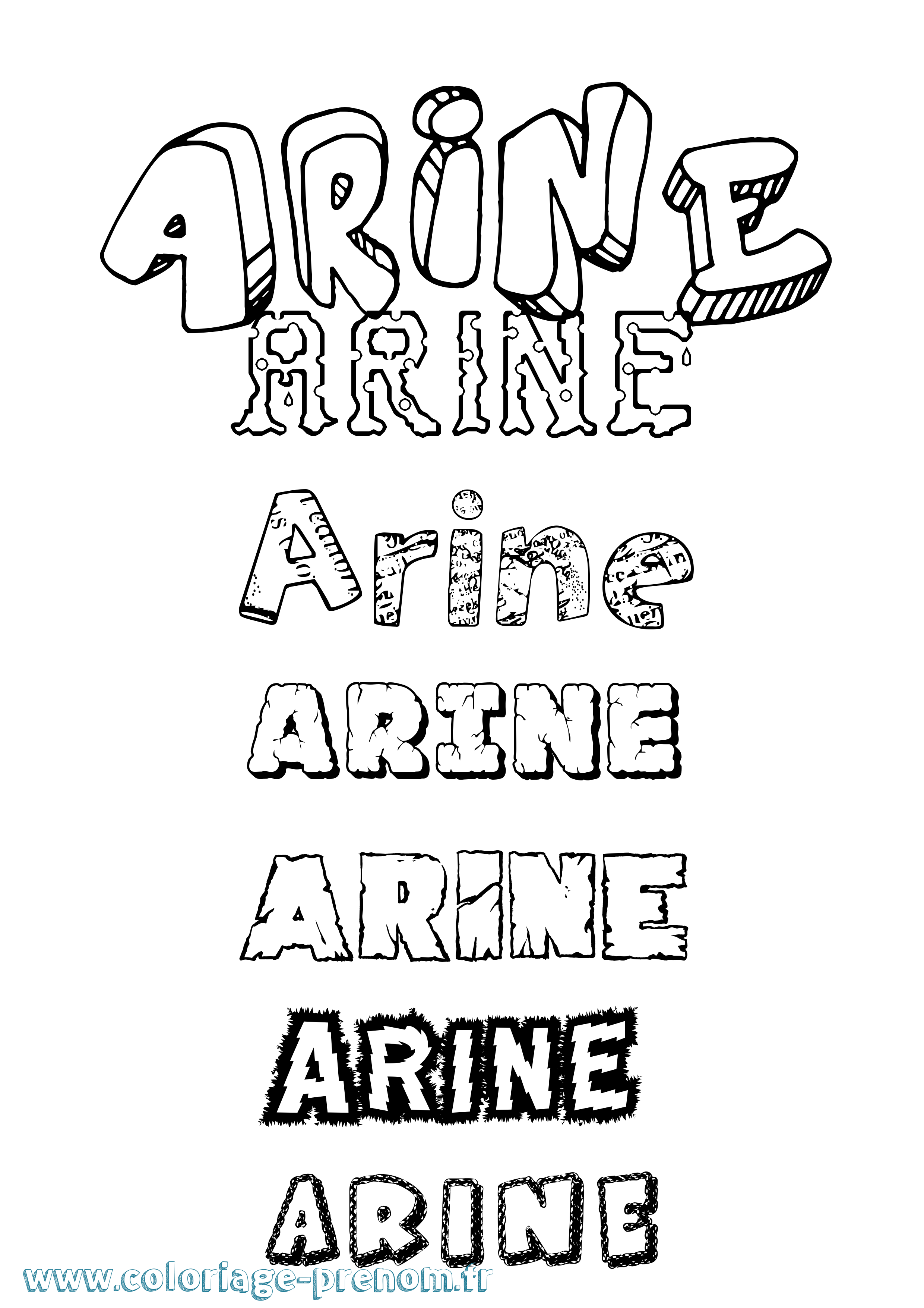 Coloriage prénom Arine Destructuré