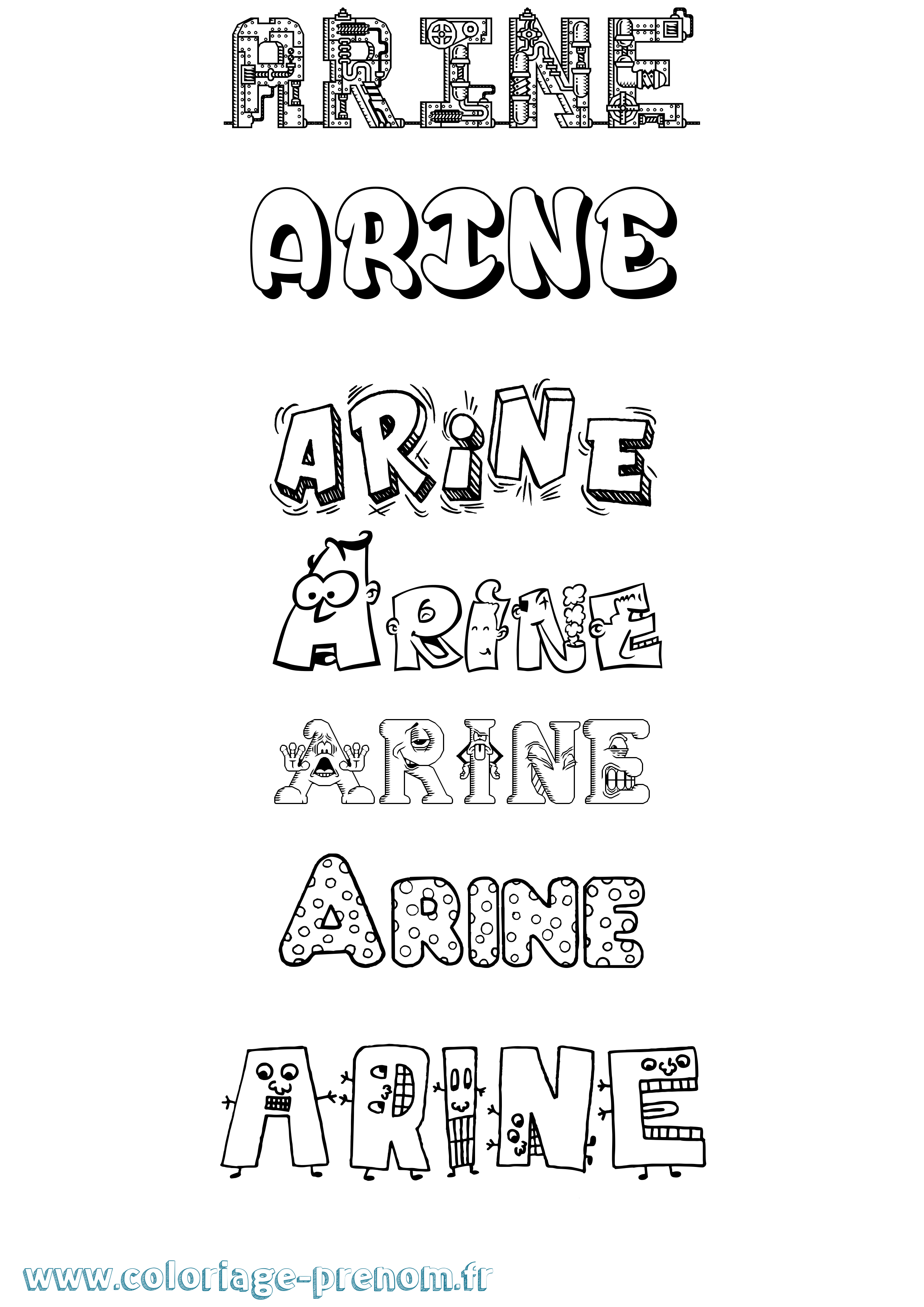Coloriage prénom Arine Fun