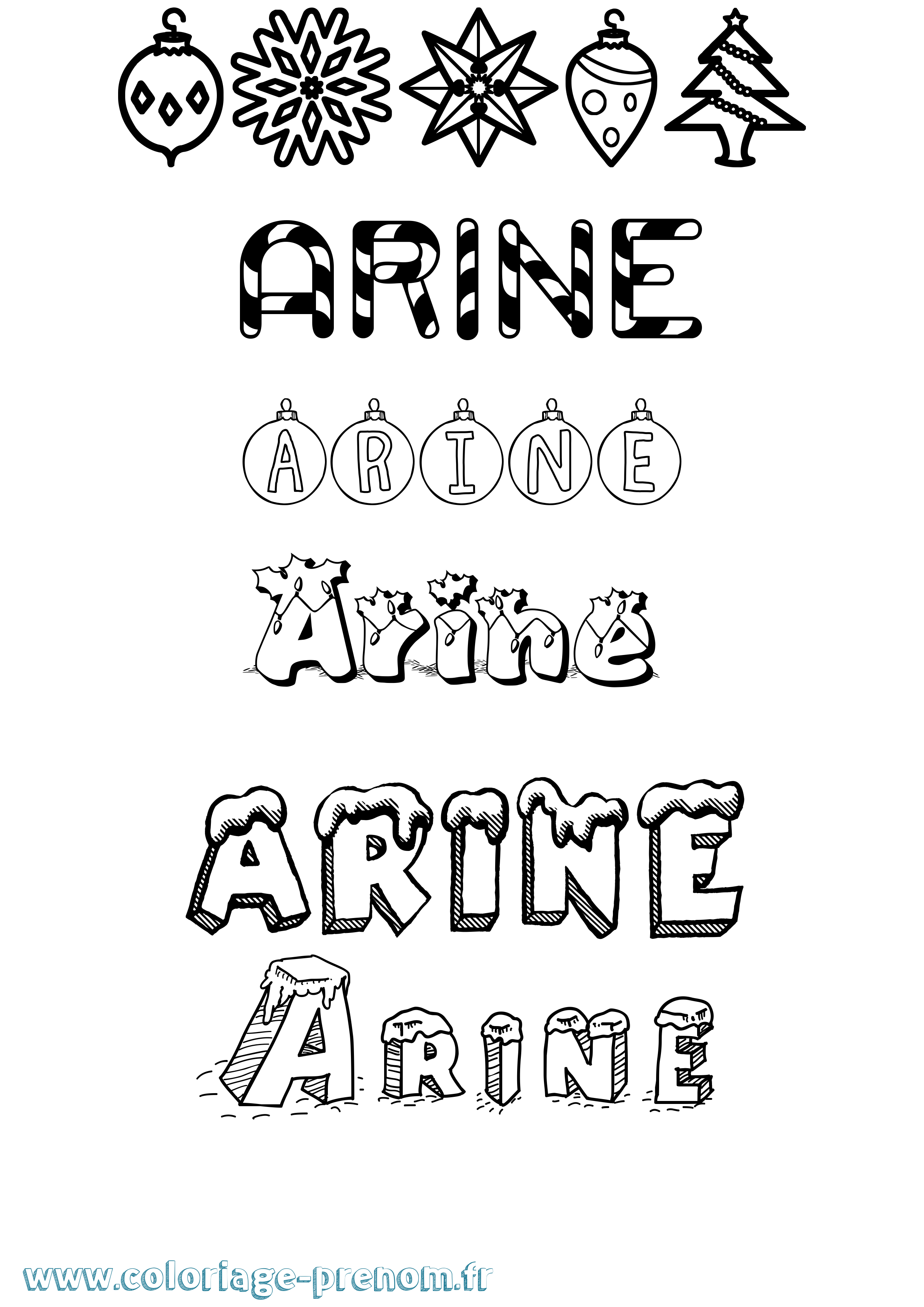 Coloriage prénom Arine Noël
