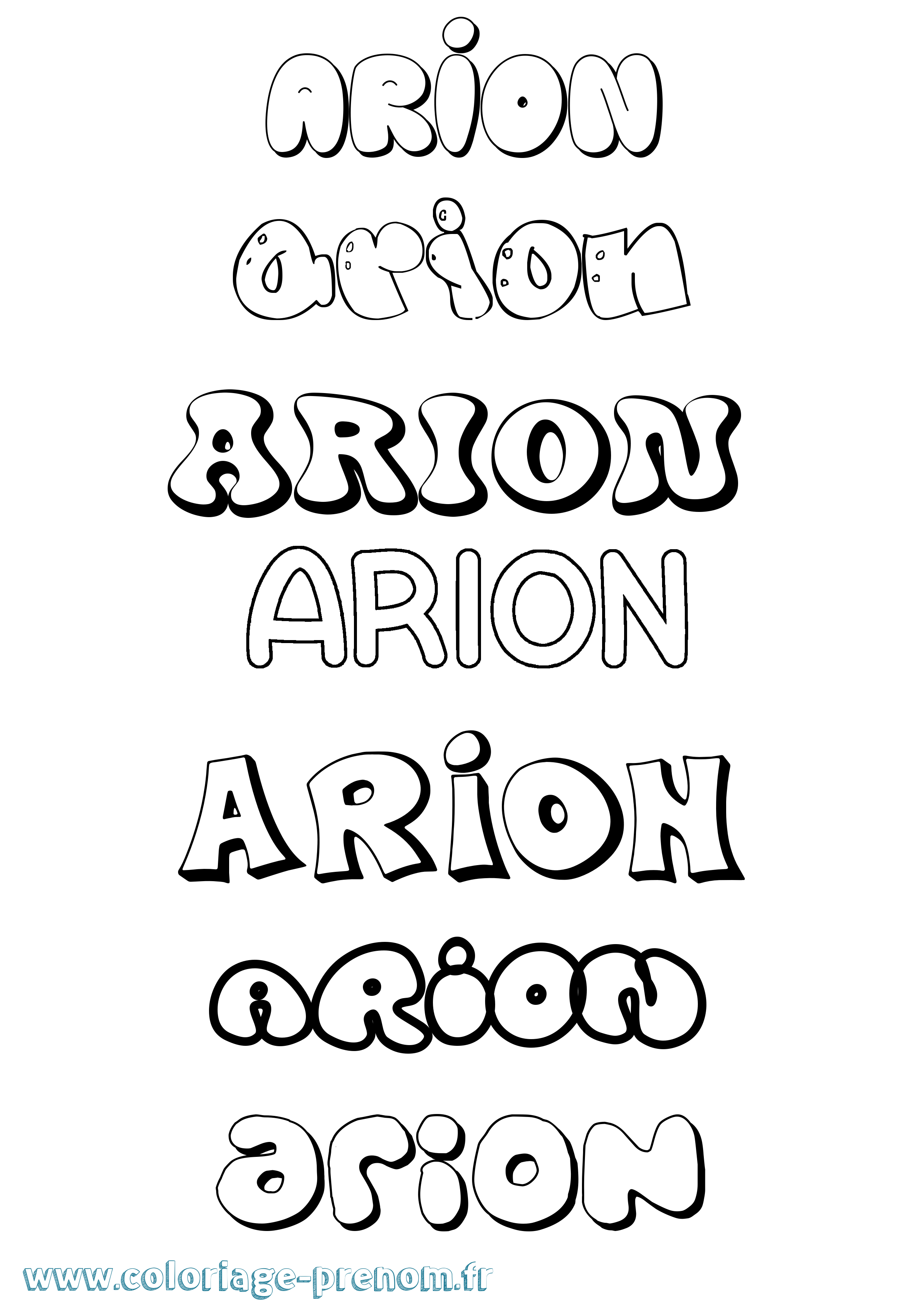 Coloriage prénom Arion Bubble