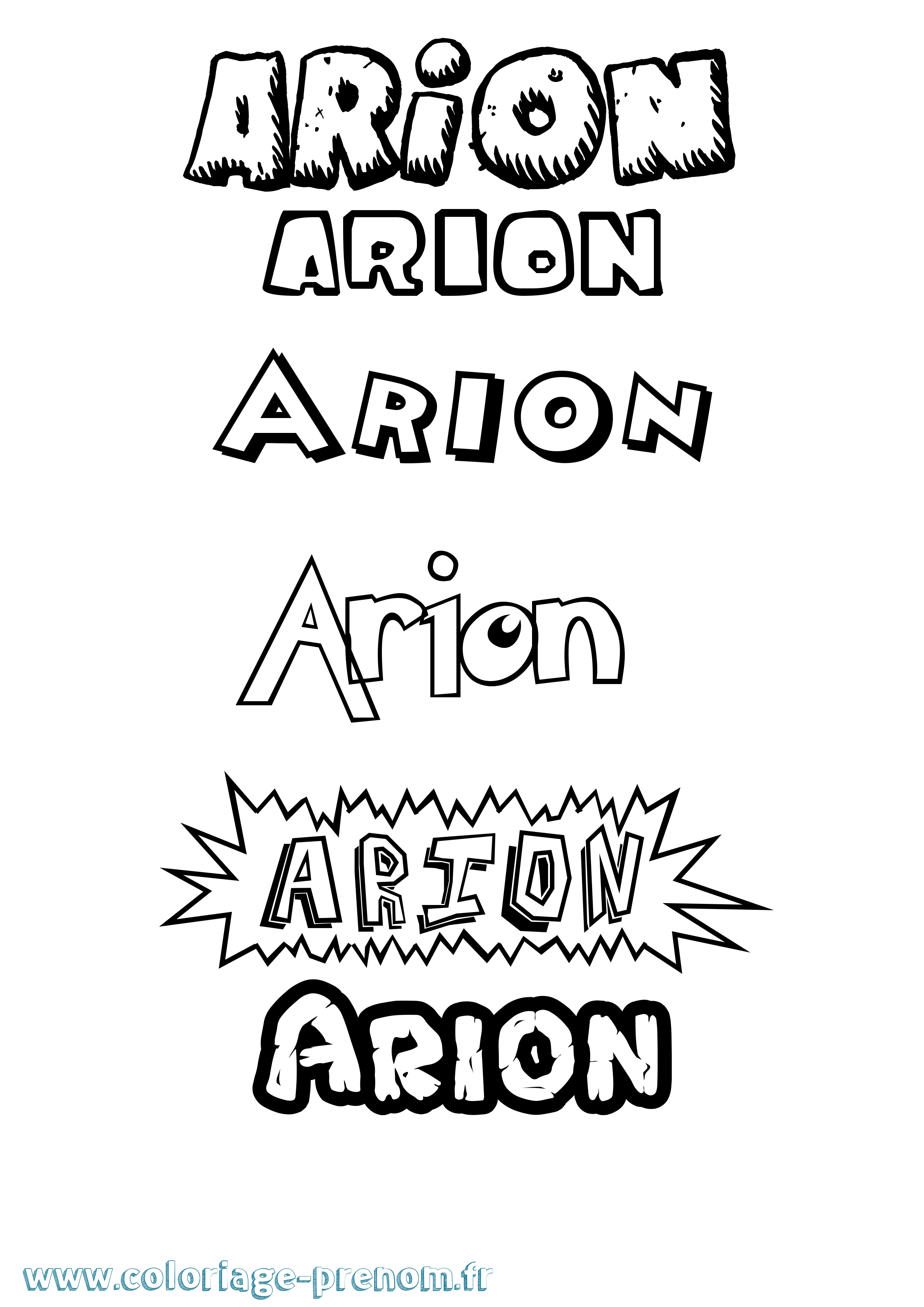 Coloriage Arion Dessin Animé Coloriage prénom Arion Dessin Animé