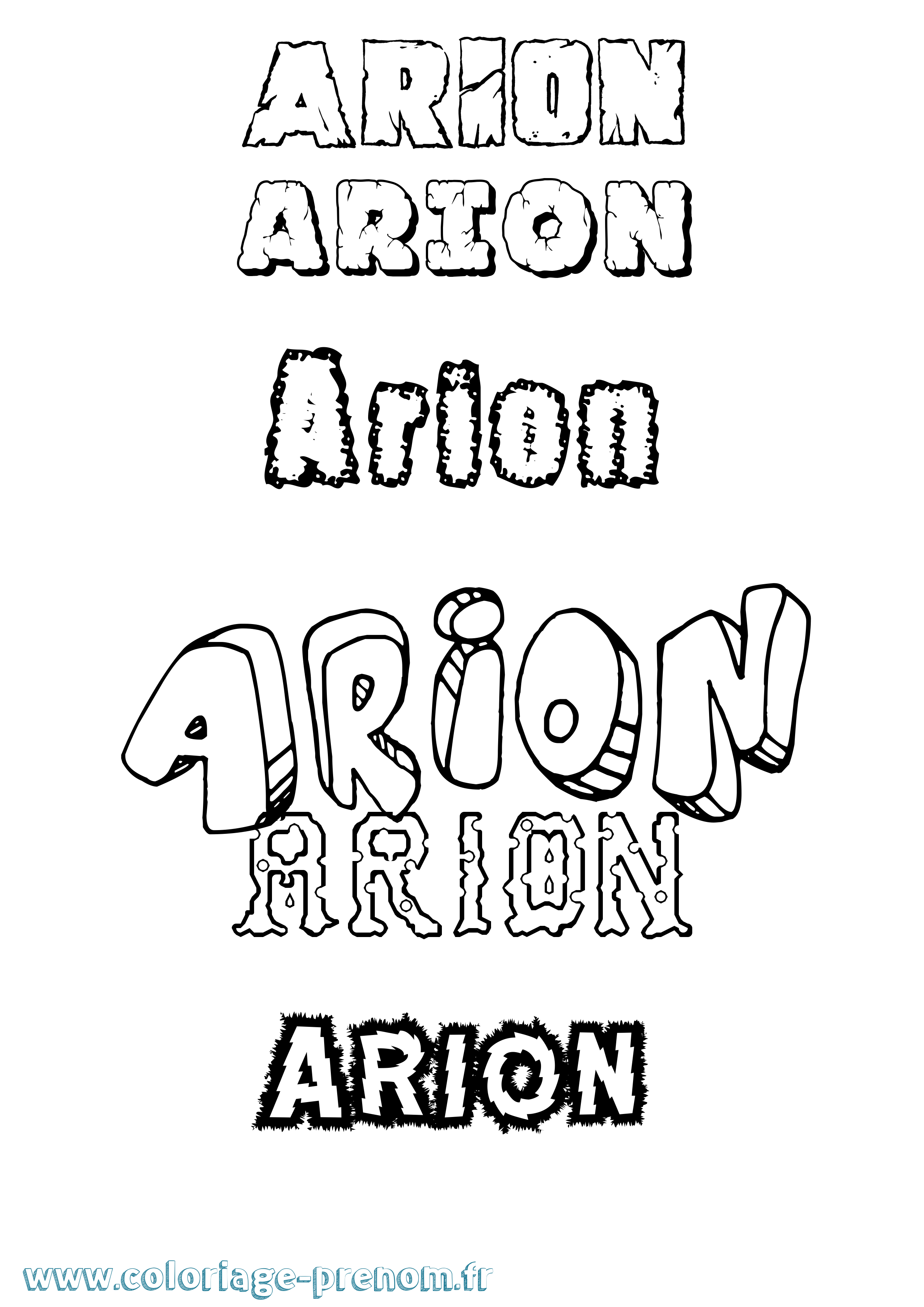 Coloriage Arion Destructuré Coloriage prénom Arion Destructuré