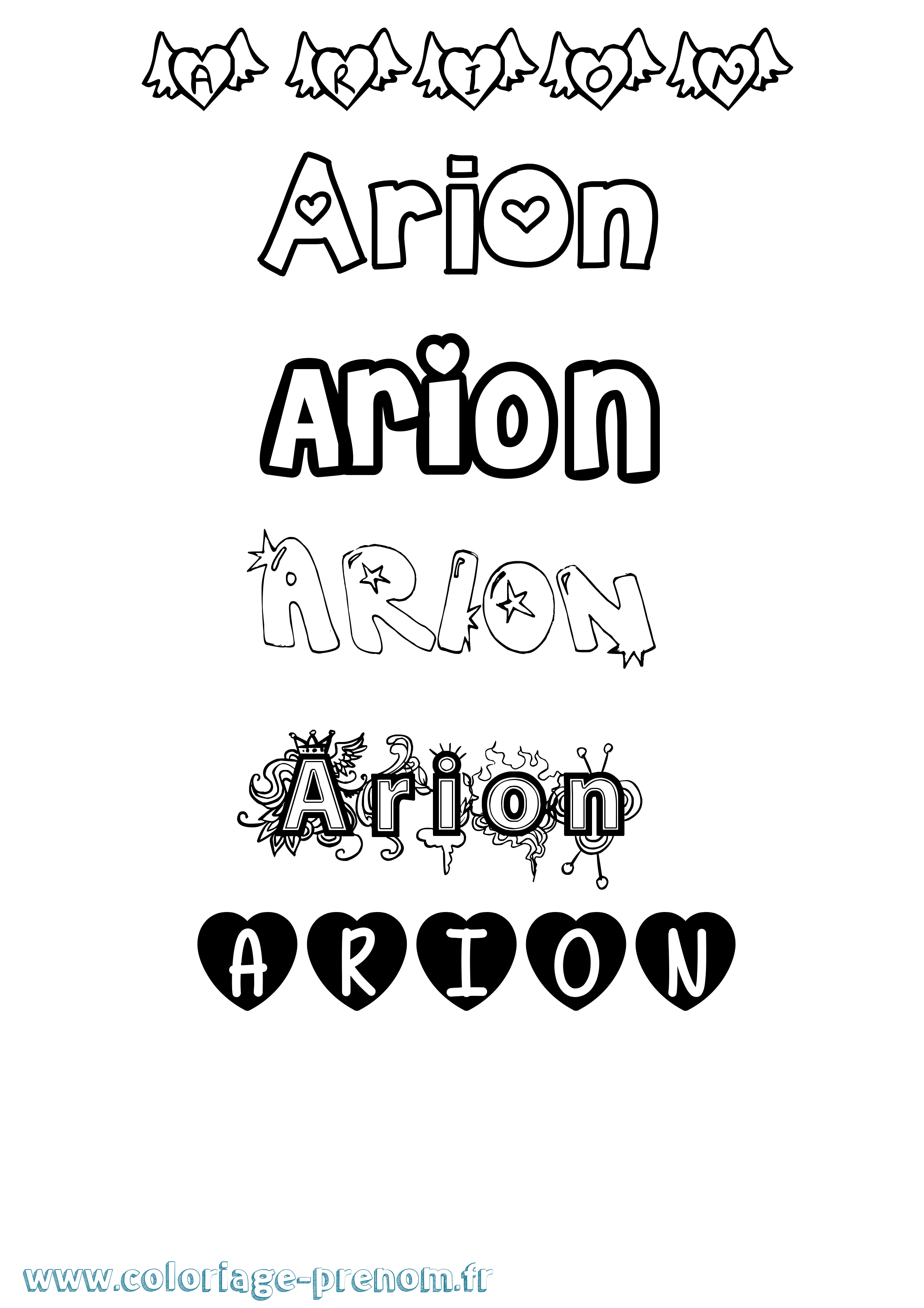 Coloriage Arion Girly Coloriage prénom Arion Girly