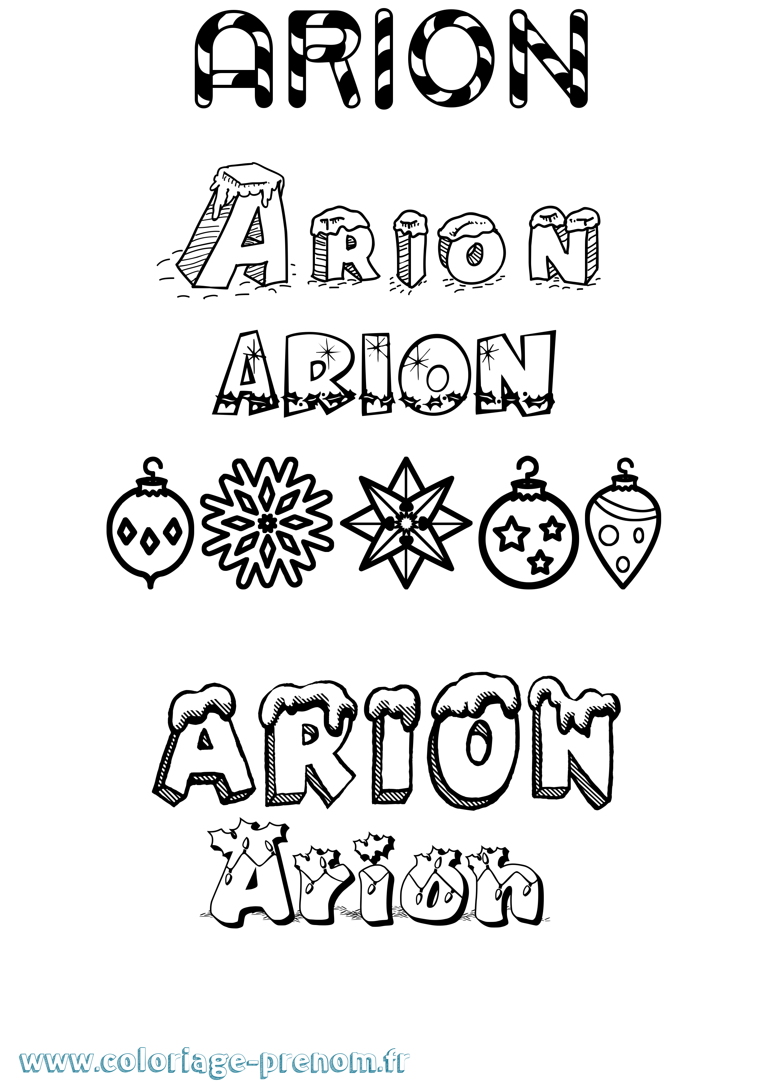 Coloriage prénom Arion Noël