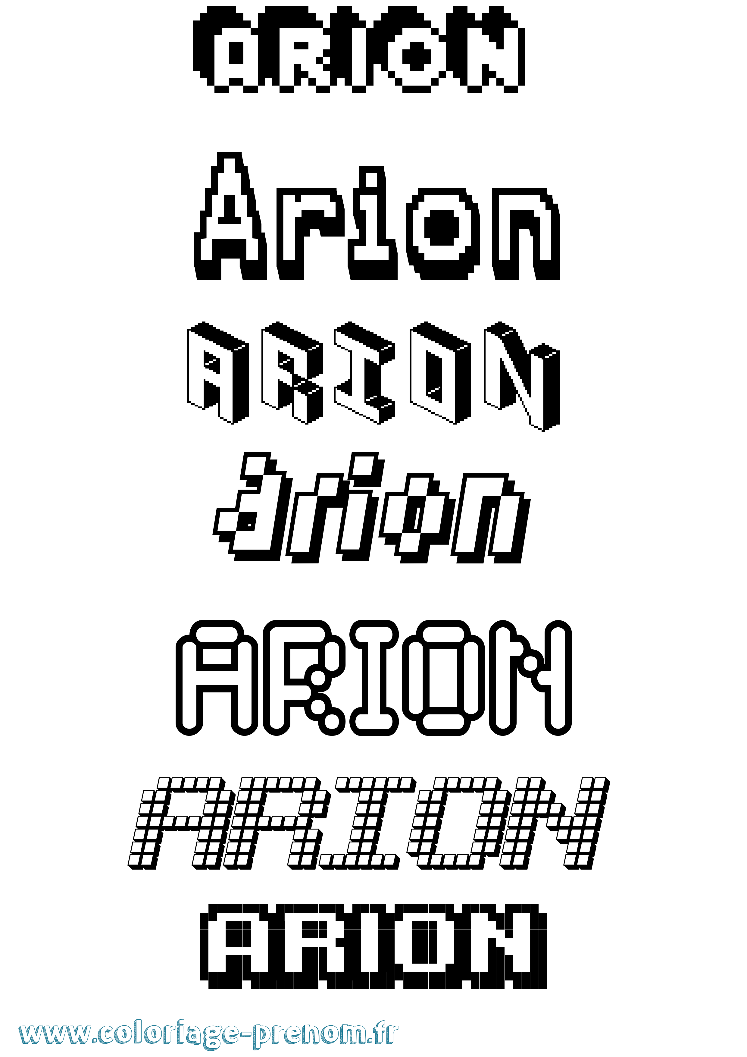 Coloriage prénom Arion Pixel