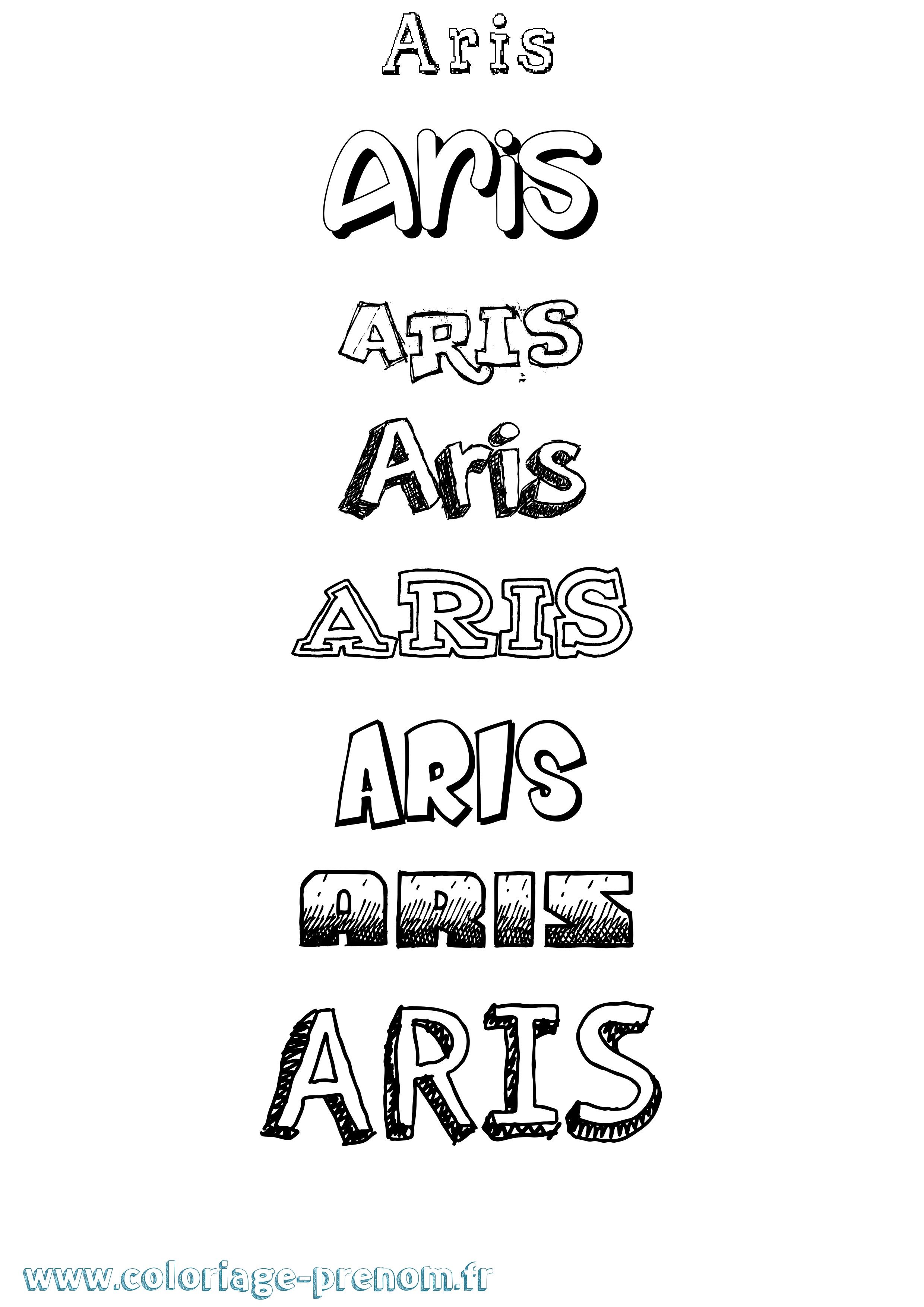 Coloriage Aris Dessiné Coloriage prénom Aris Dessiné