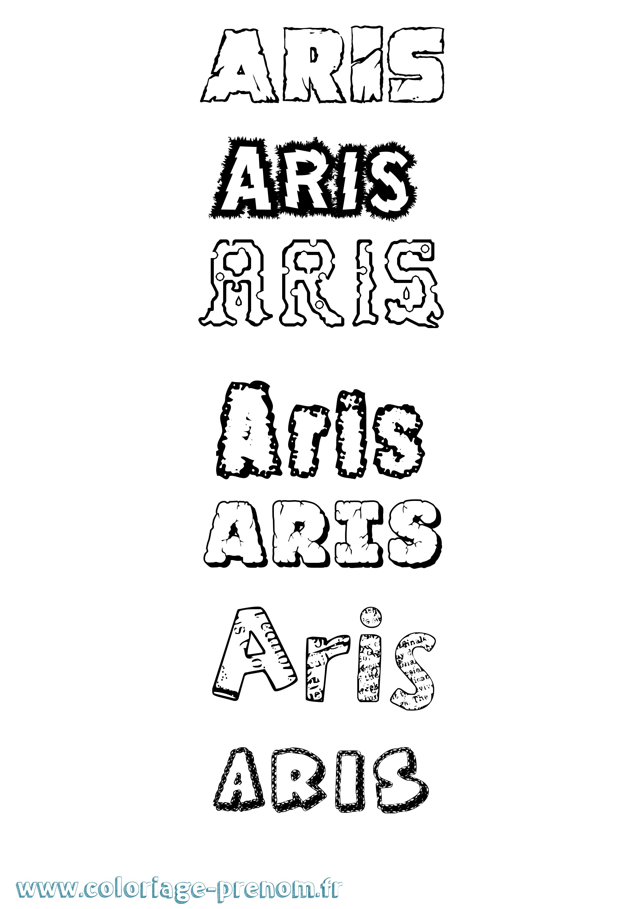 Coloriage Aris Destructuré Coloriage prénom Aris Destructuré
