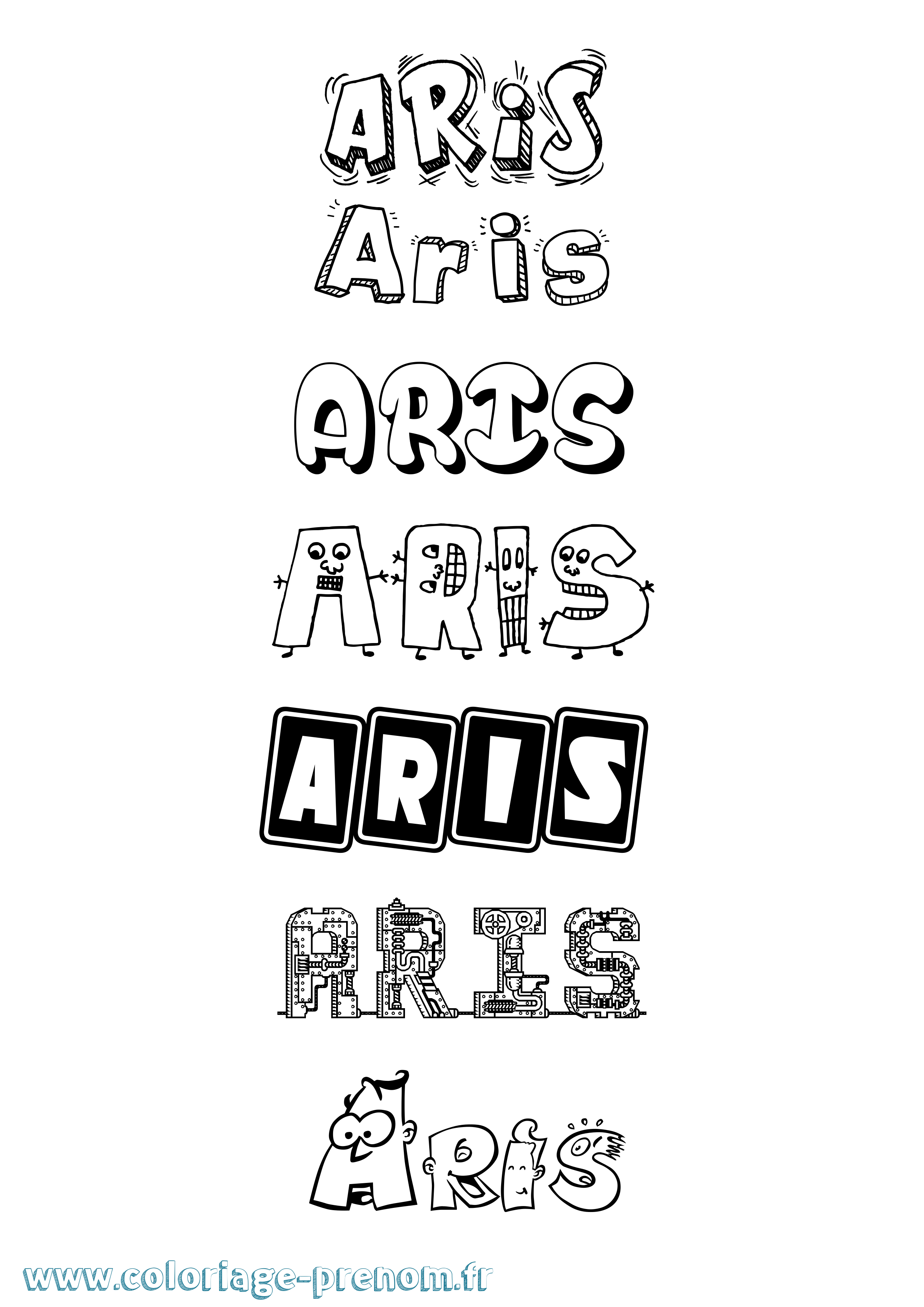 Coloriage Aris Fun Coloriage prénom Aris Fun