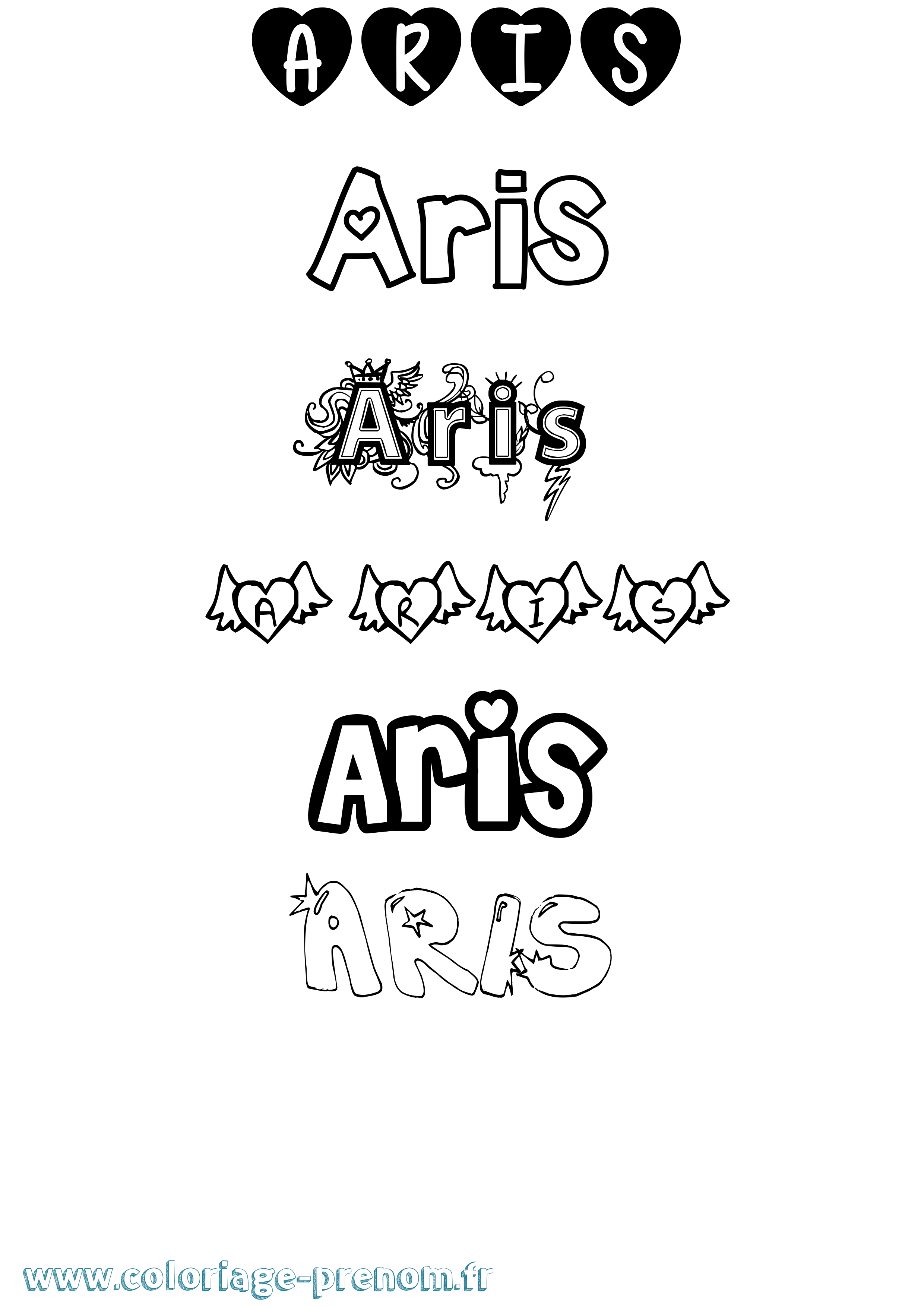Coloriage Aris Girly Coloriage prénom Aris Girly