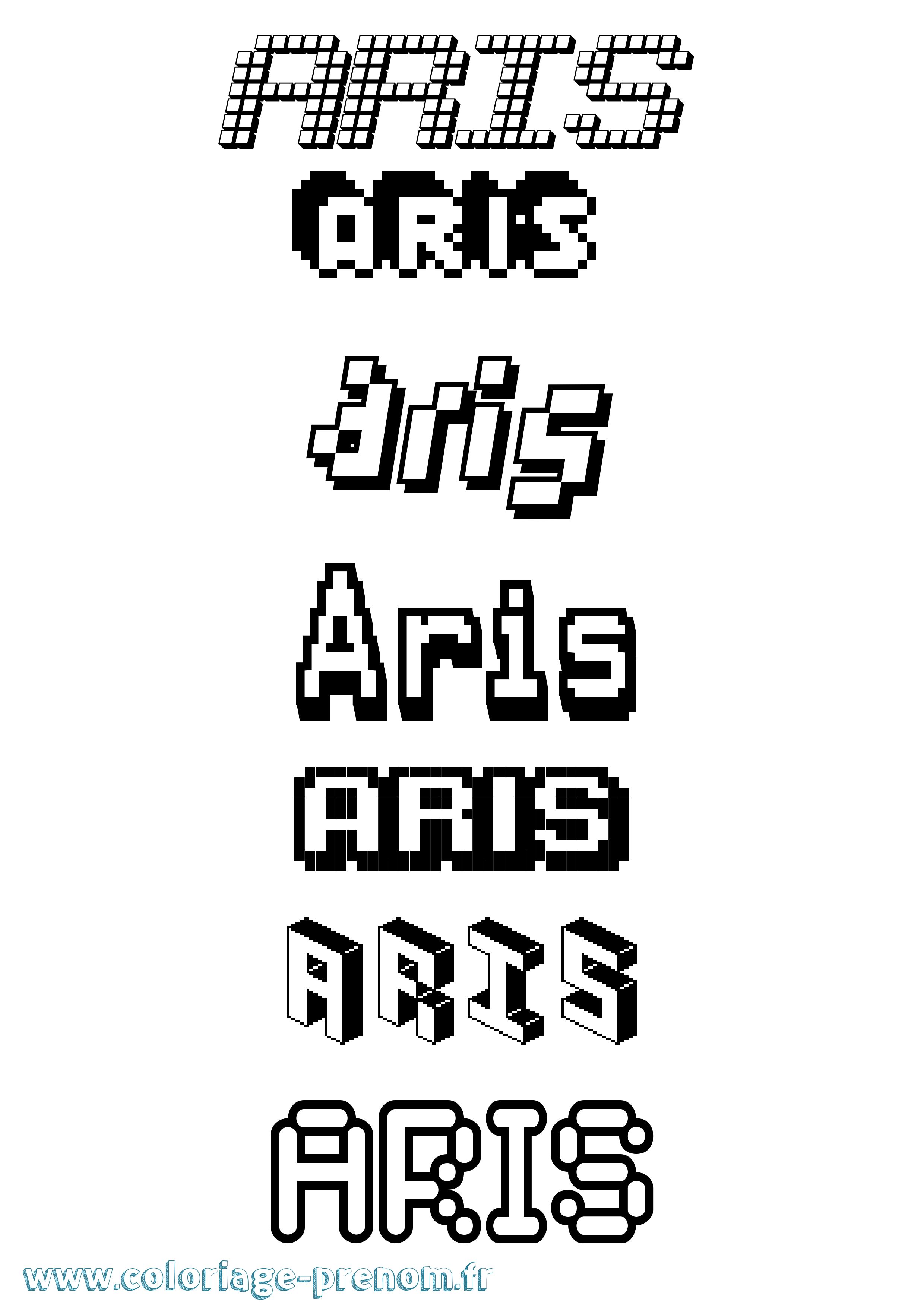 Coloriage Aris Pixel Coloriage prénom Aris Pixel