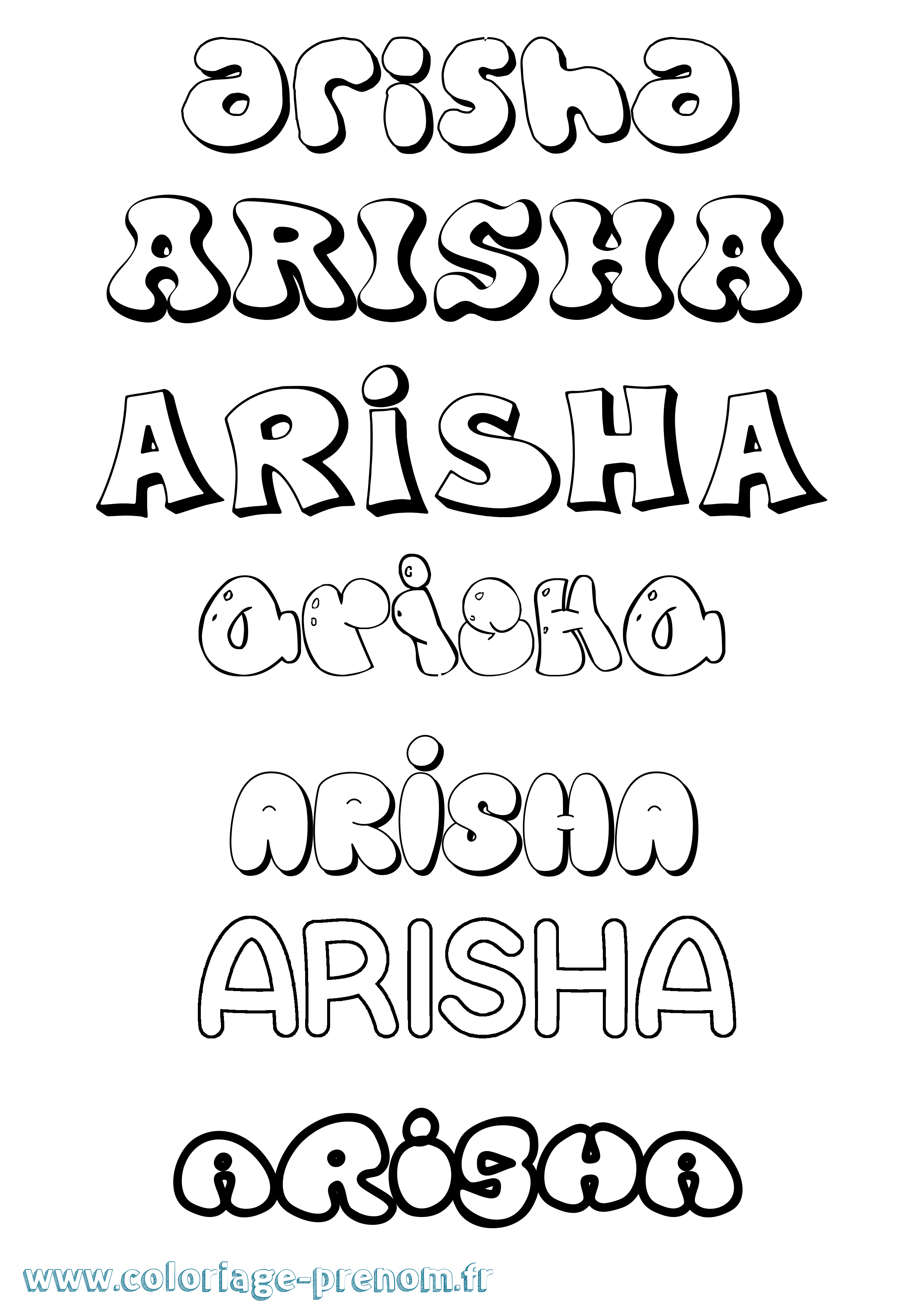 Coloriage prénom Arisha Bubble