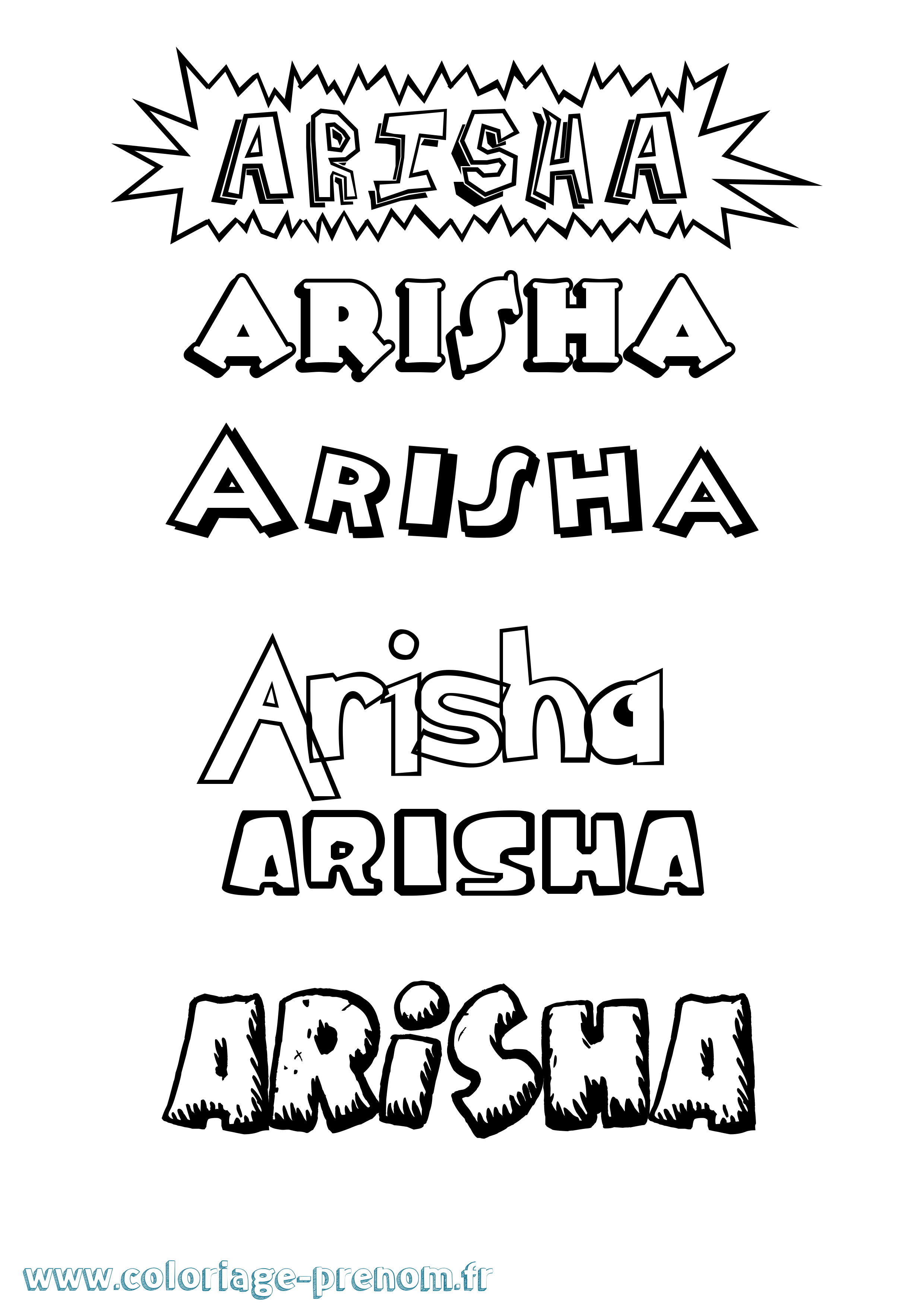 Coloriage prénom Arisha Dessin Animé