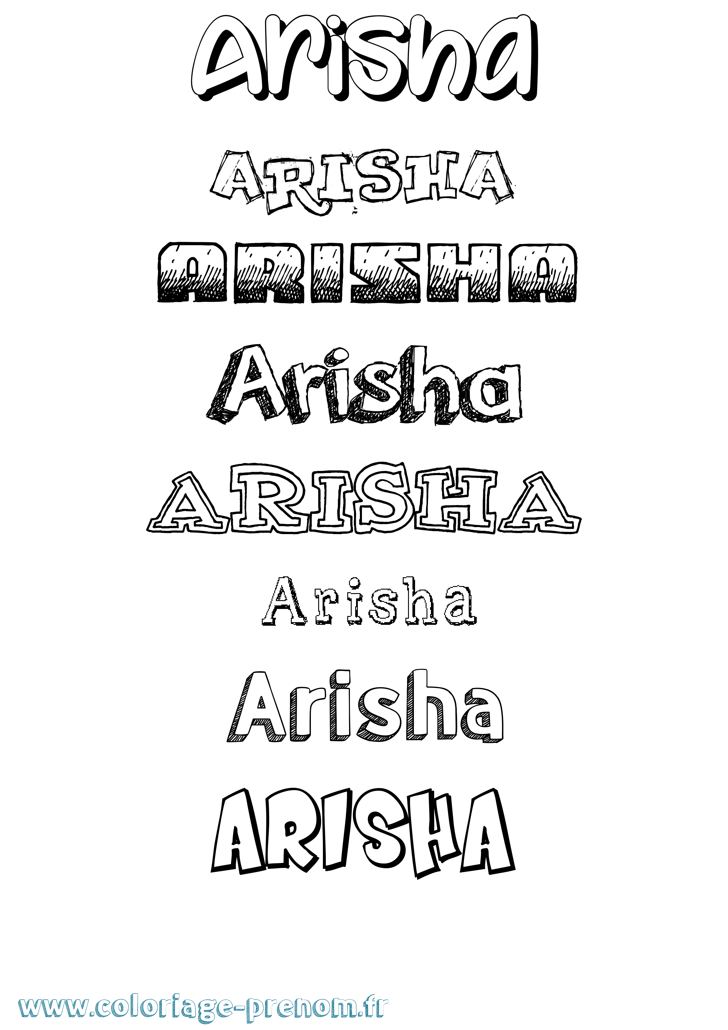 Coloriage prénom Arisha Dessiné
