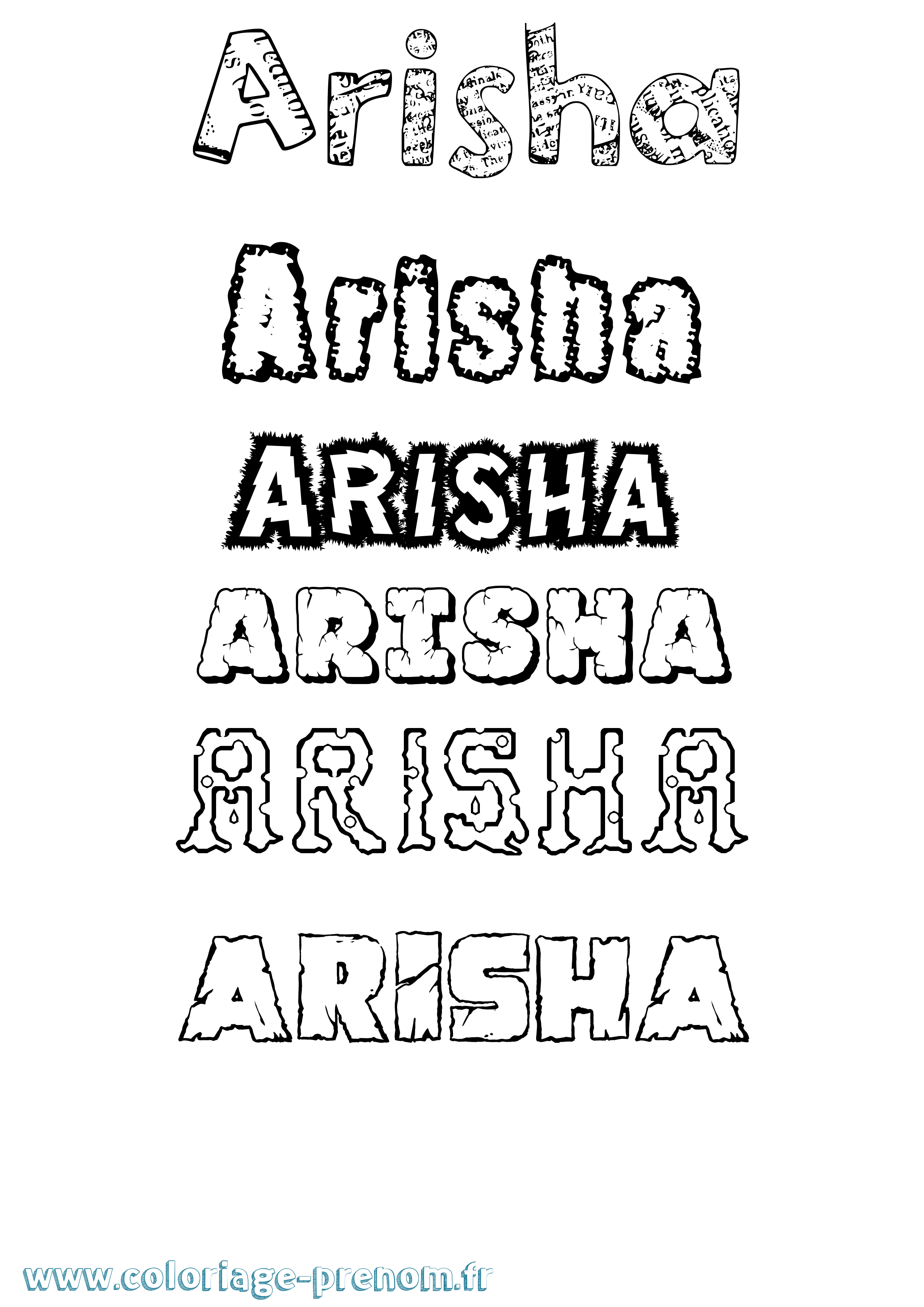Coloriage prénom Arisha Destructuré