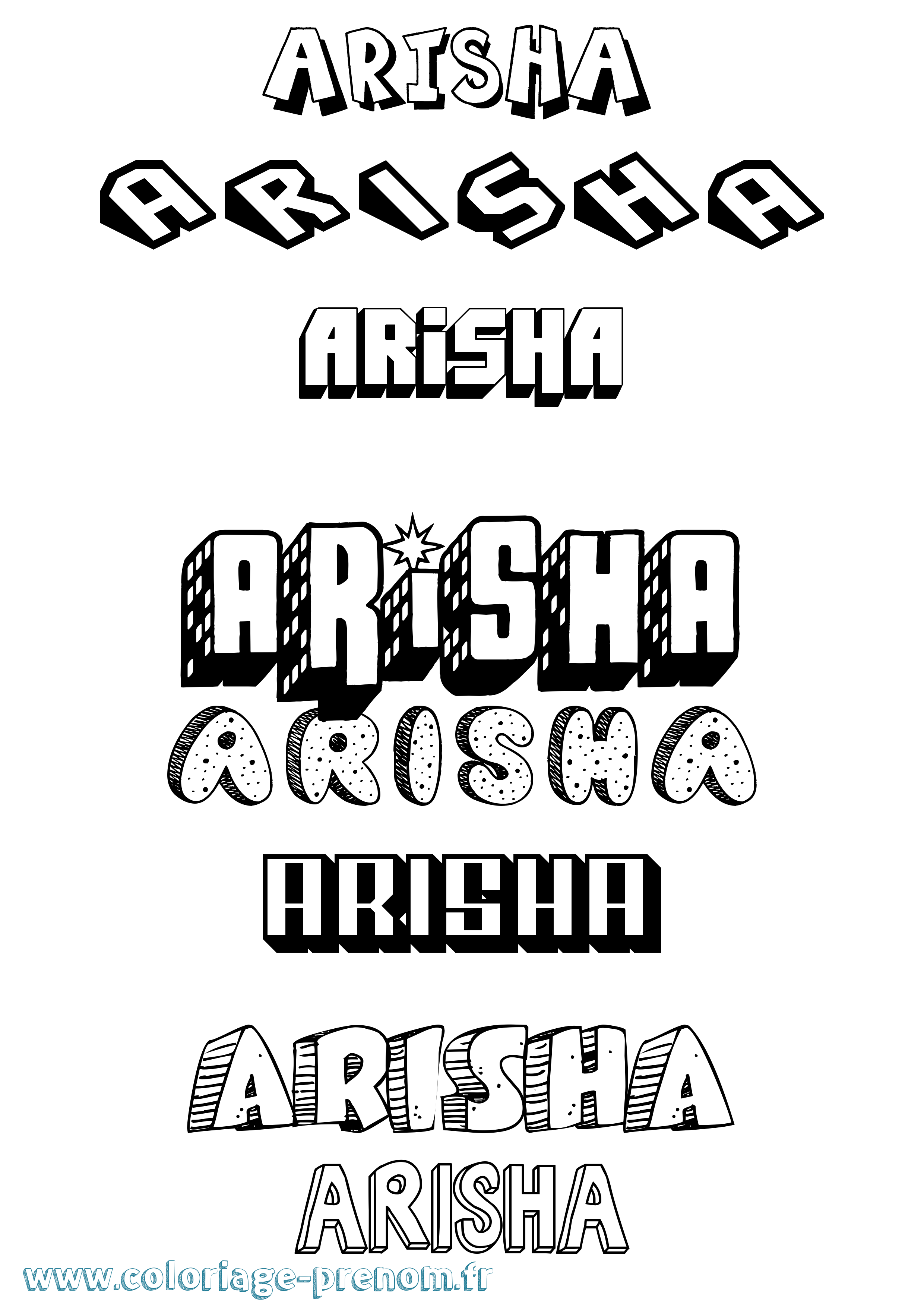 Coloriage prénom Arisha Effet 3D