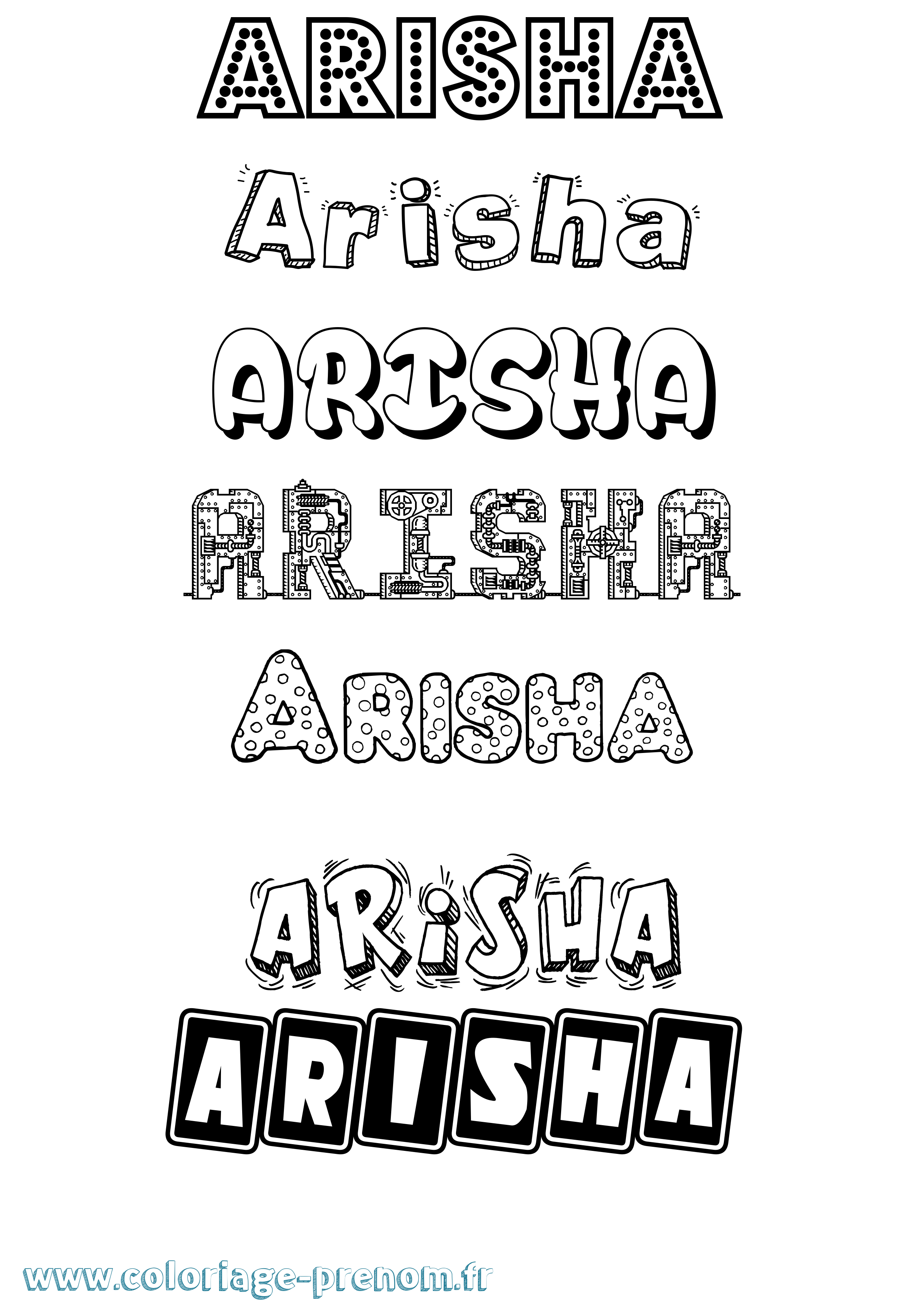 Coloriage prénom Arisha Fun