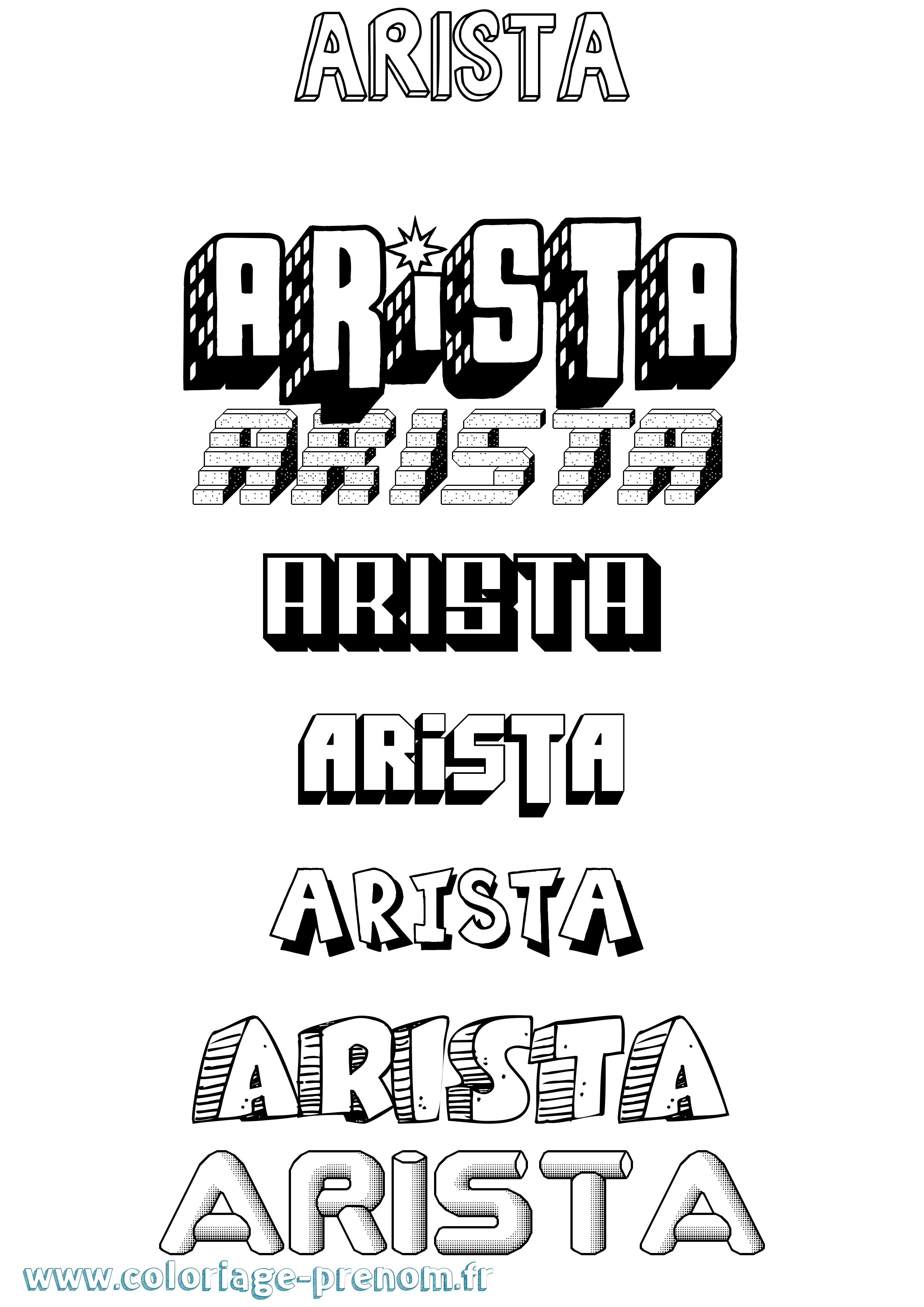 Coloriage prénom Arista