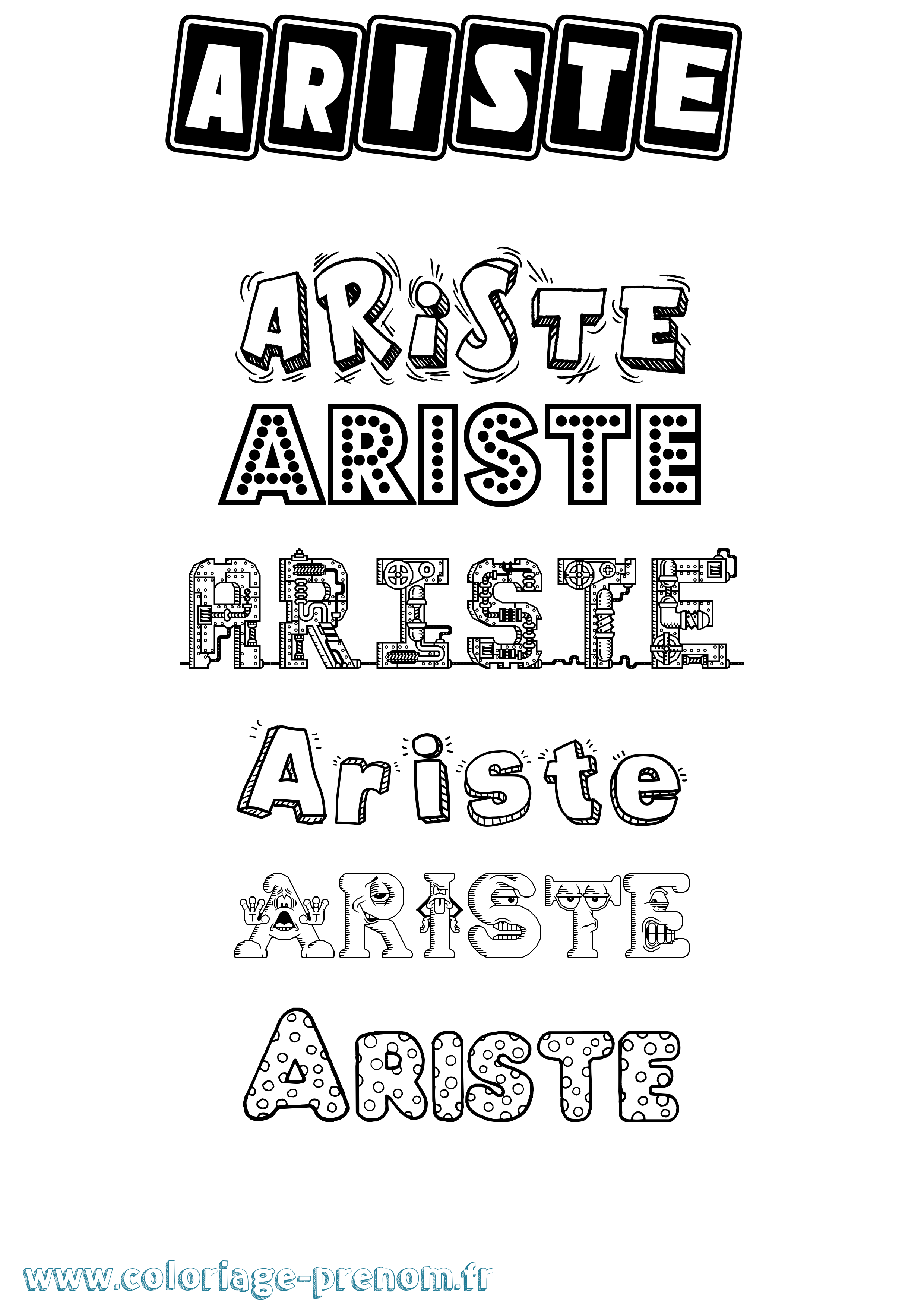 Coloriage prénom Ariste Fun