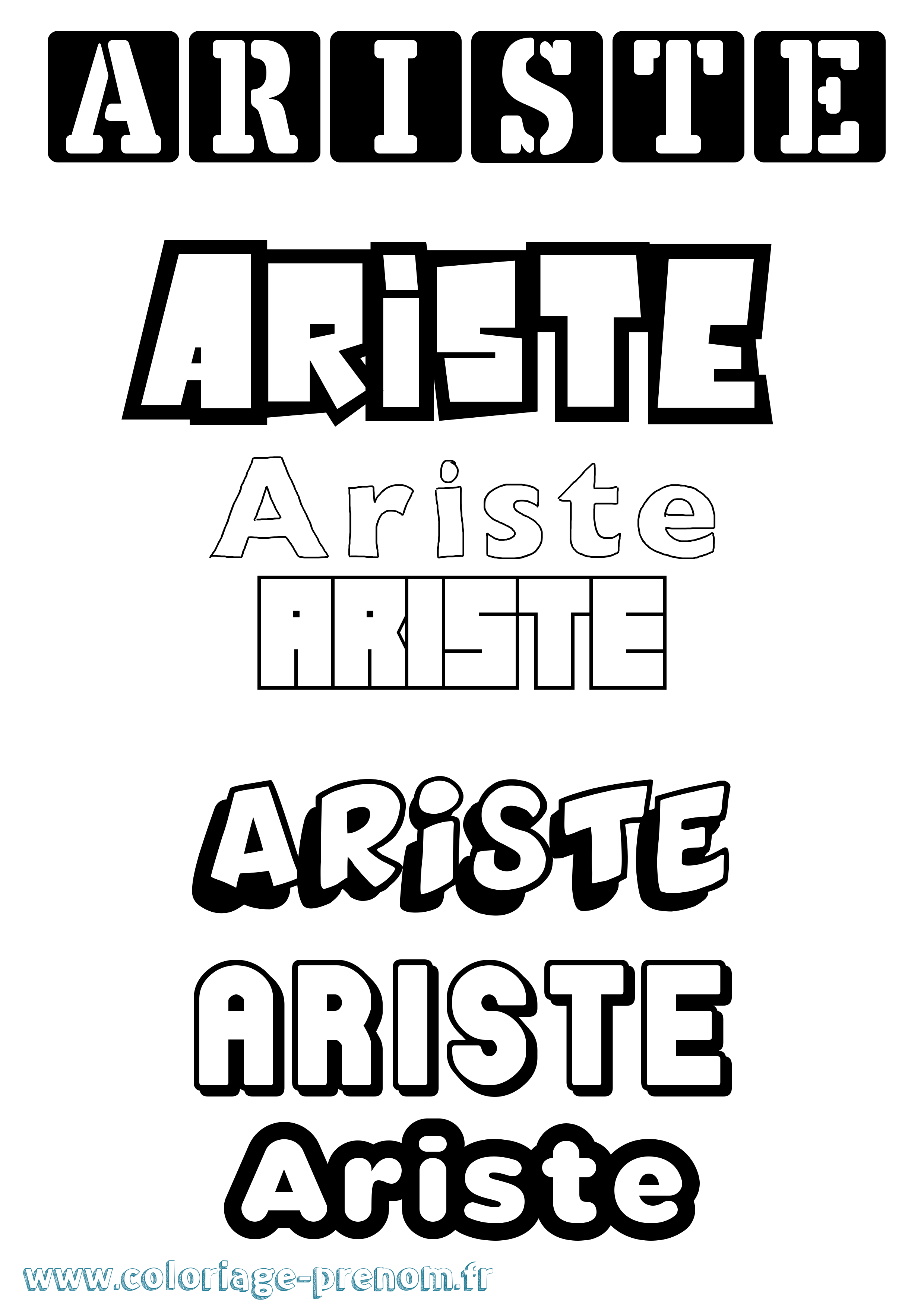 Coloriage prénom Ariste Simple