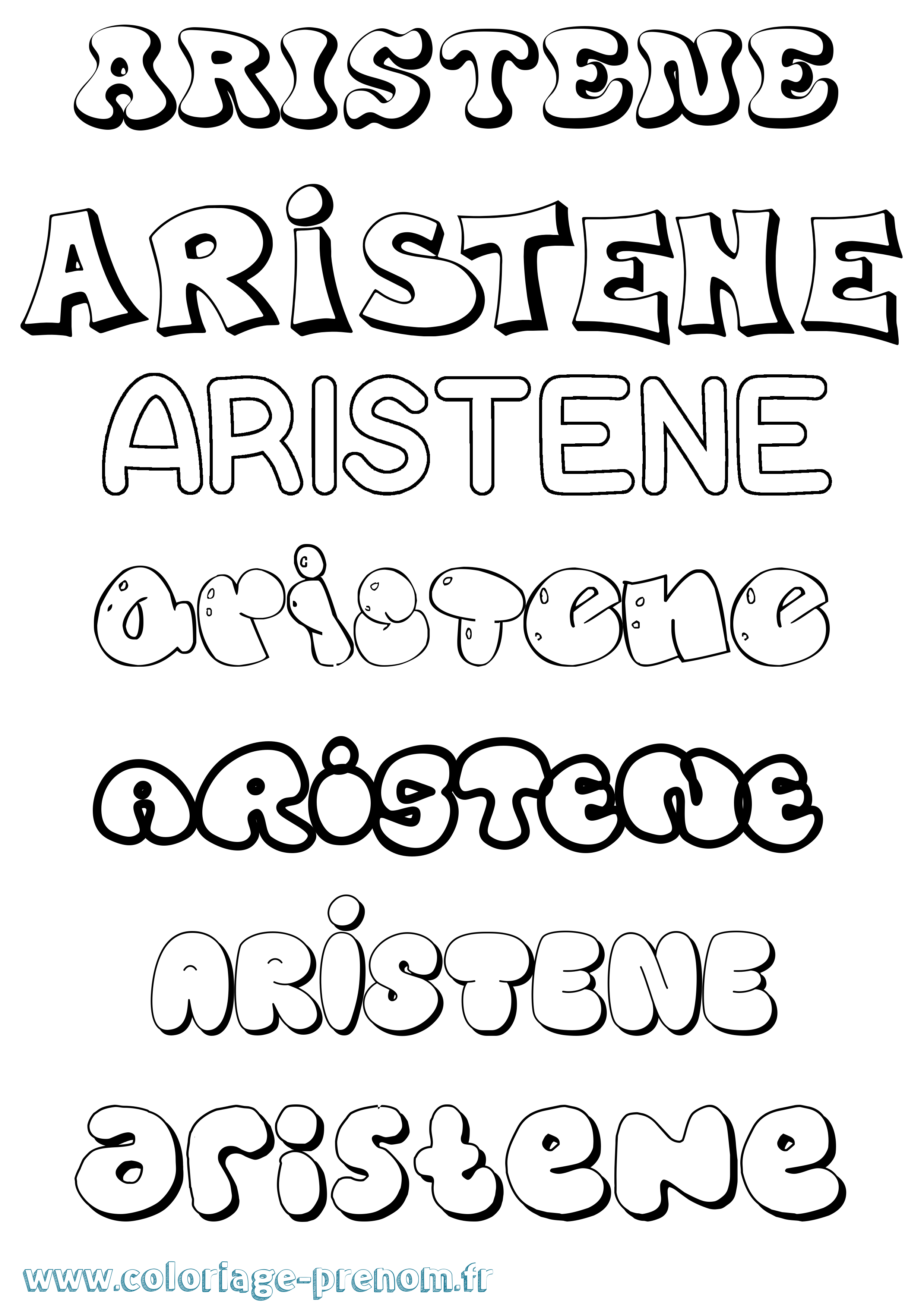 Coloriage prénom Aristene Bubble