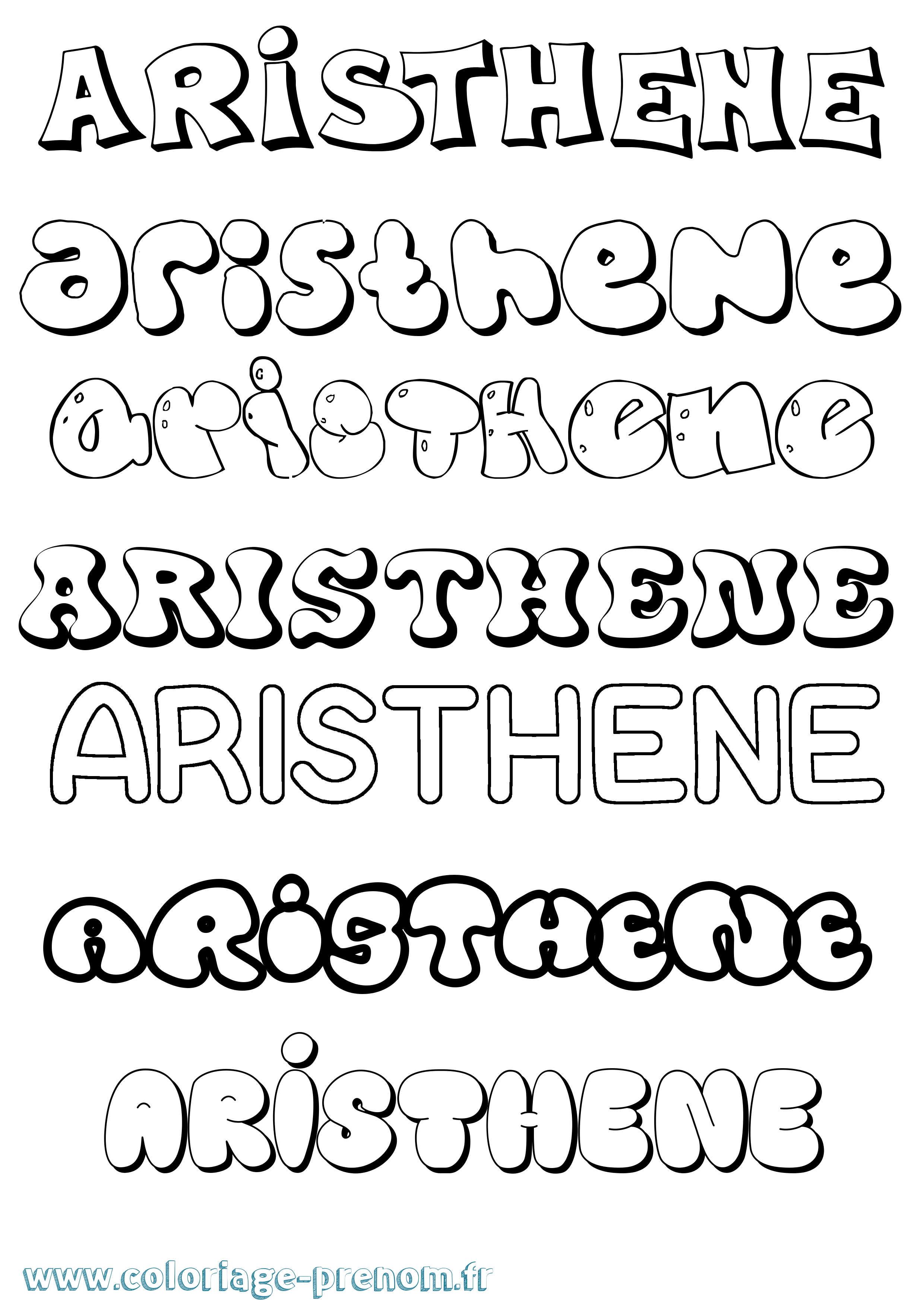 Coloriage prénom Aristhene Bubble