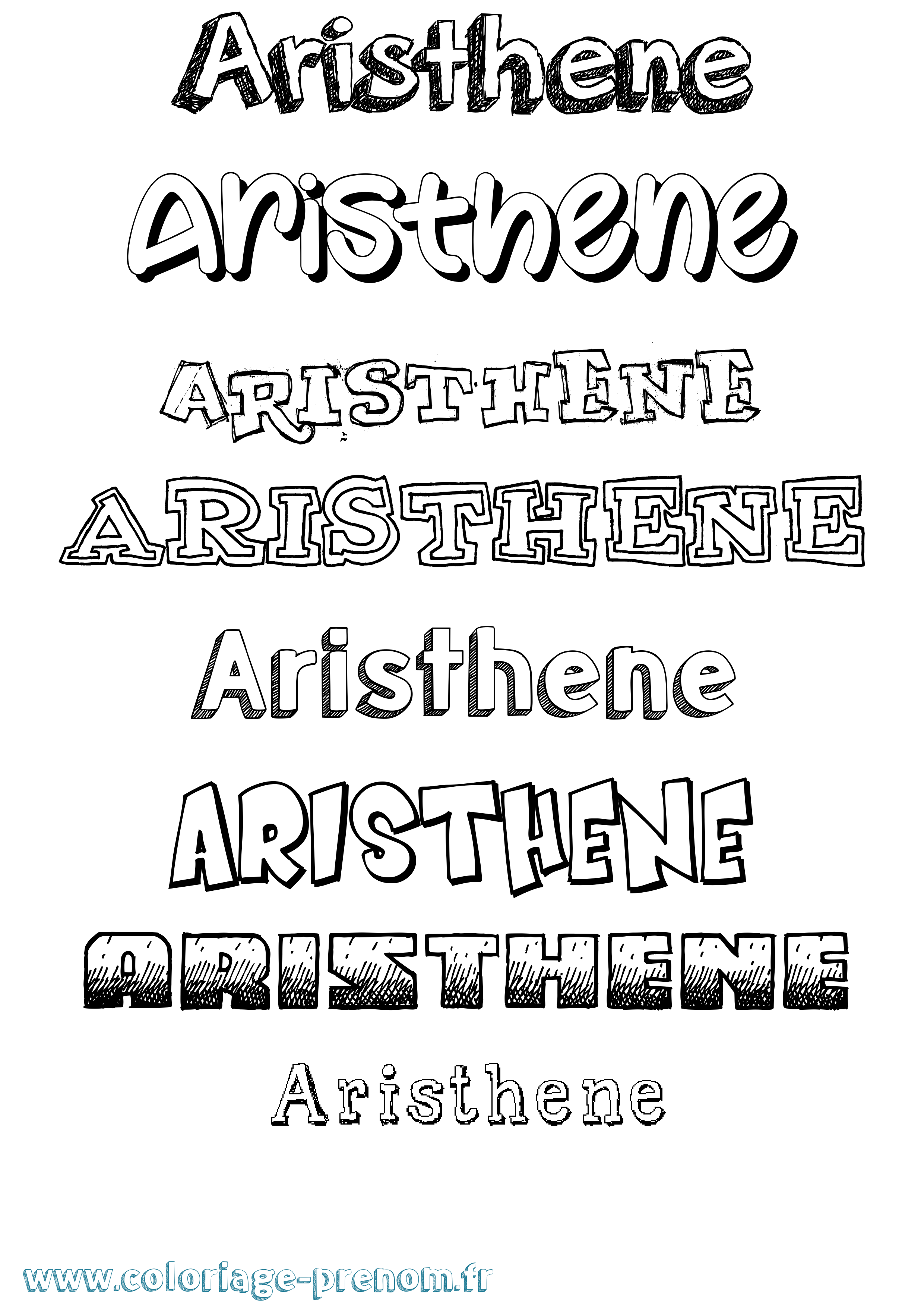 Coloriage prénom Aristhene Dessiné