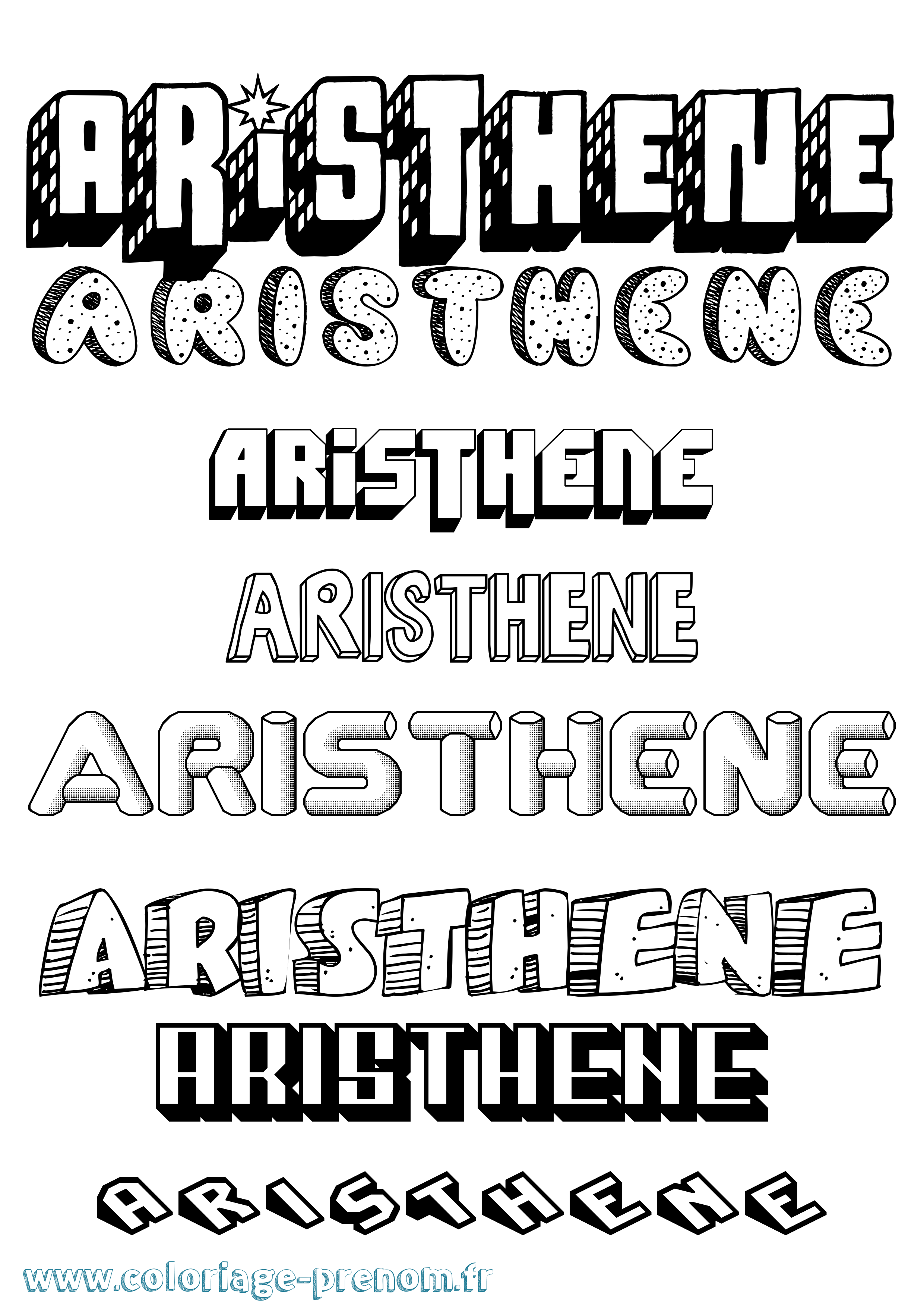 Coloriage prénom Aristhene Effet 3D