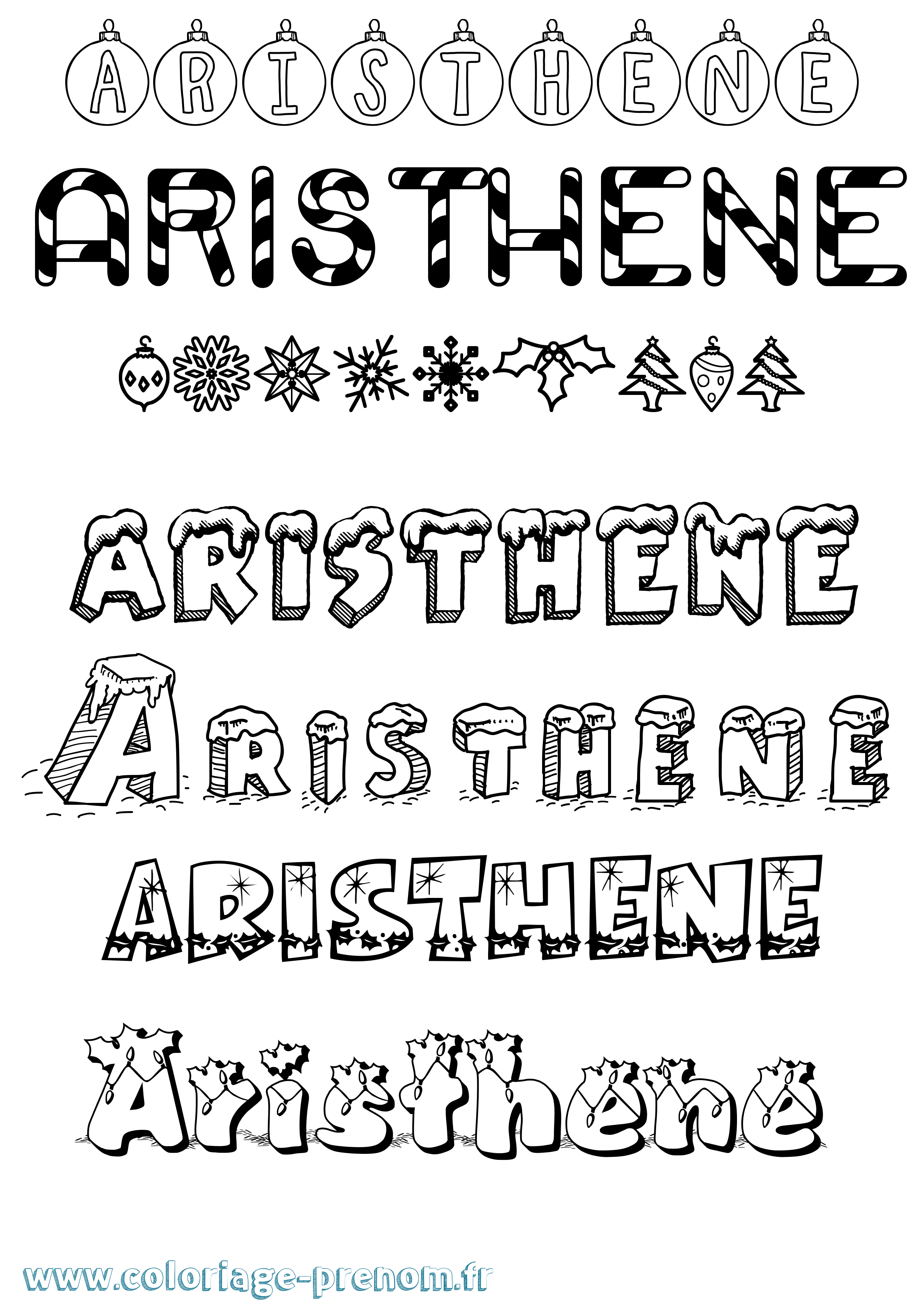 Coloriage prénom Aristhene Noël