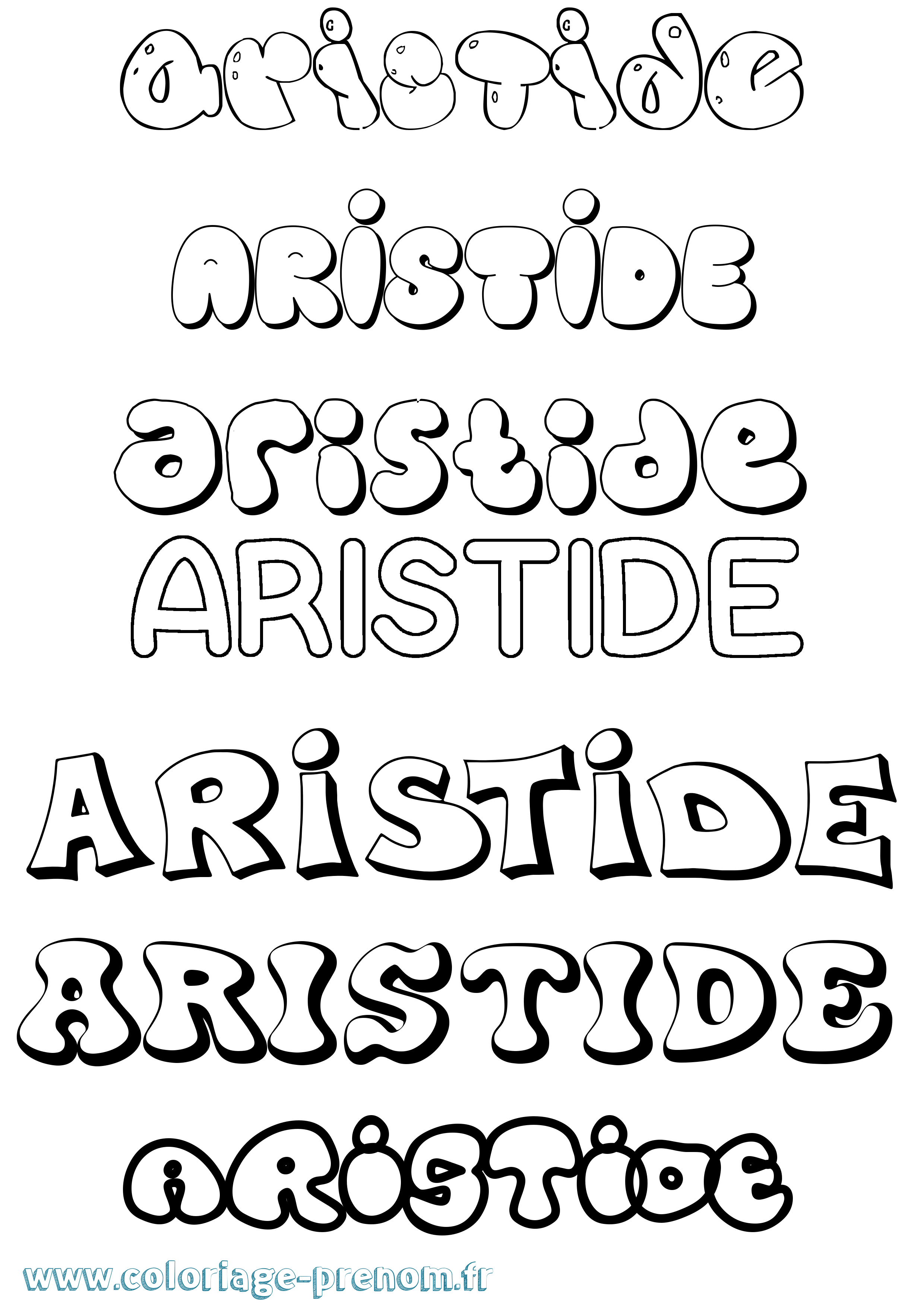Coloriage prénom Aristide Bubble