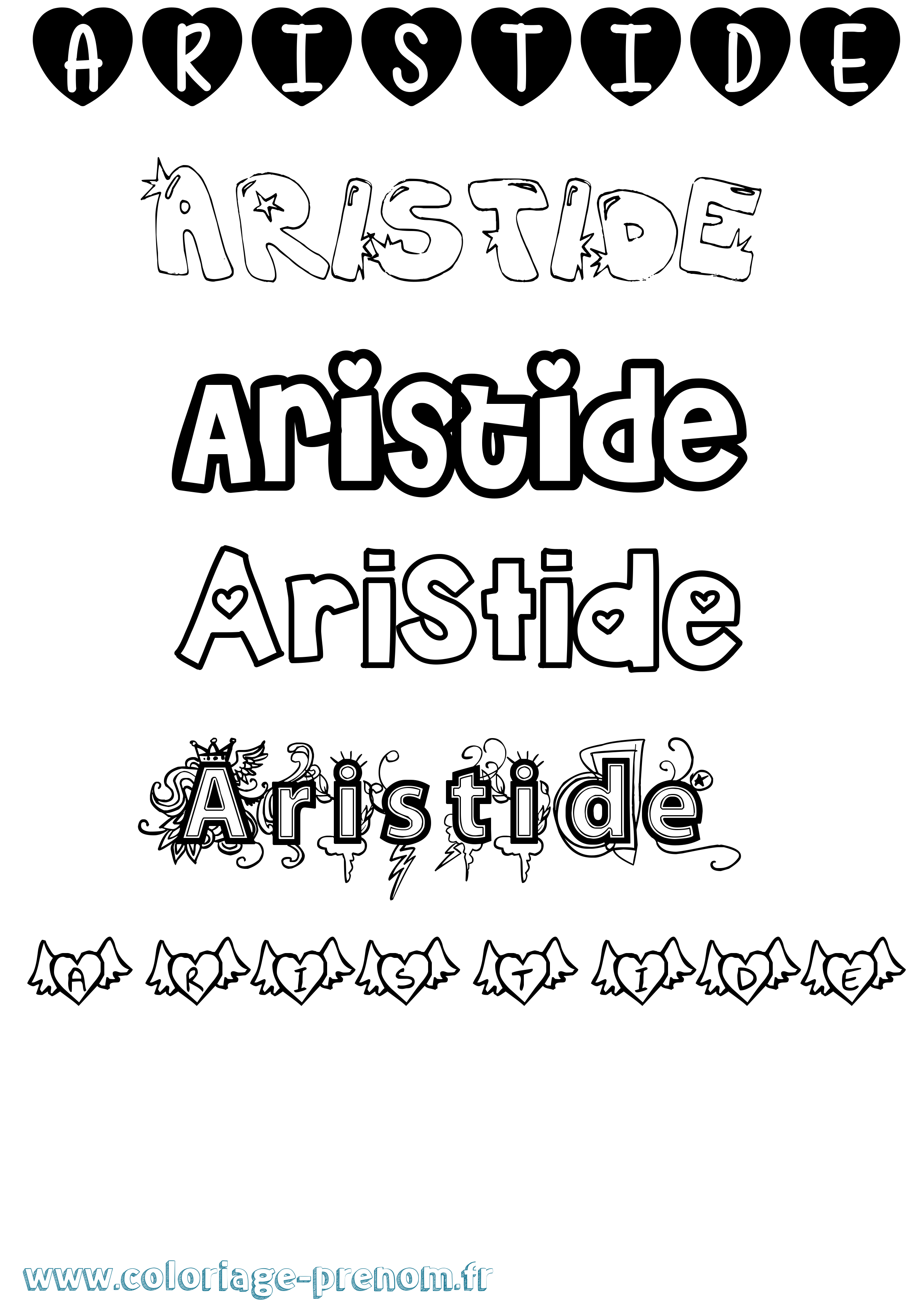 Coloriage prénom Aristide Girly