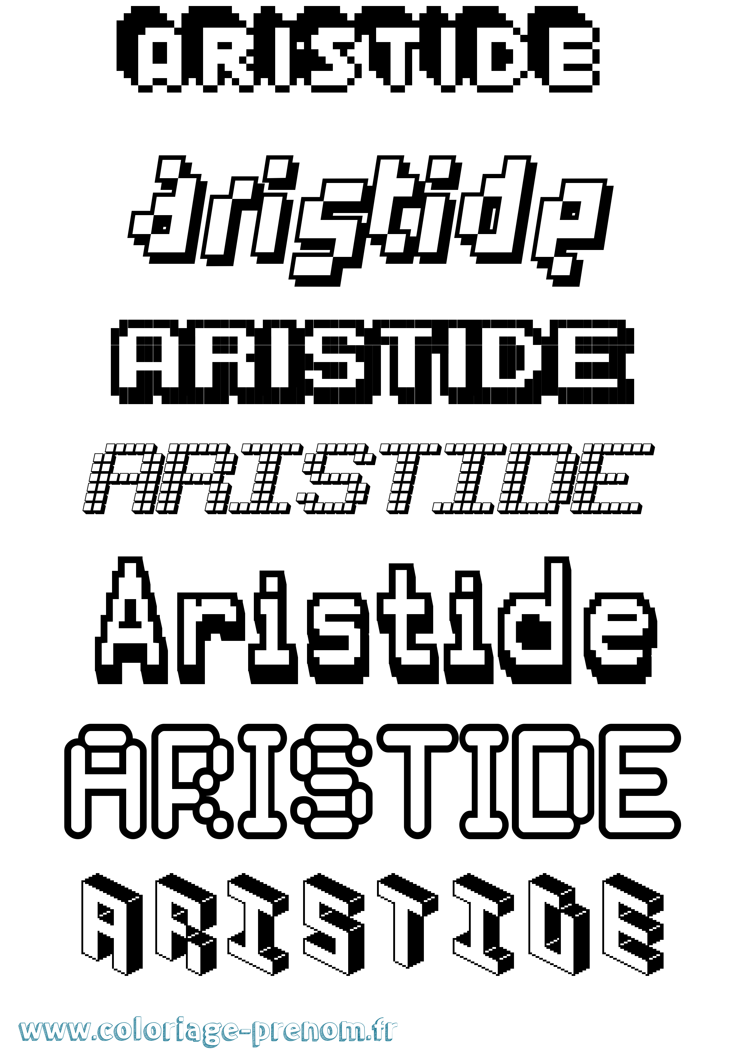 Coloriage prénom Aristide Pixel