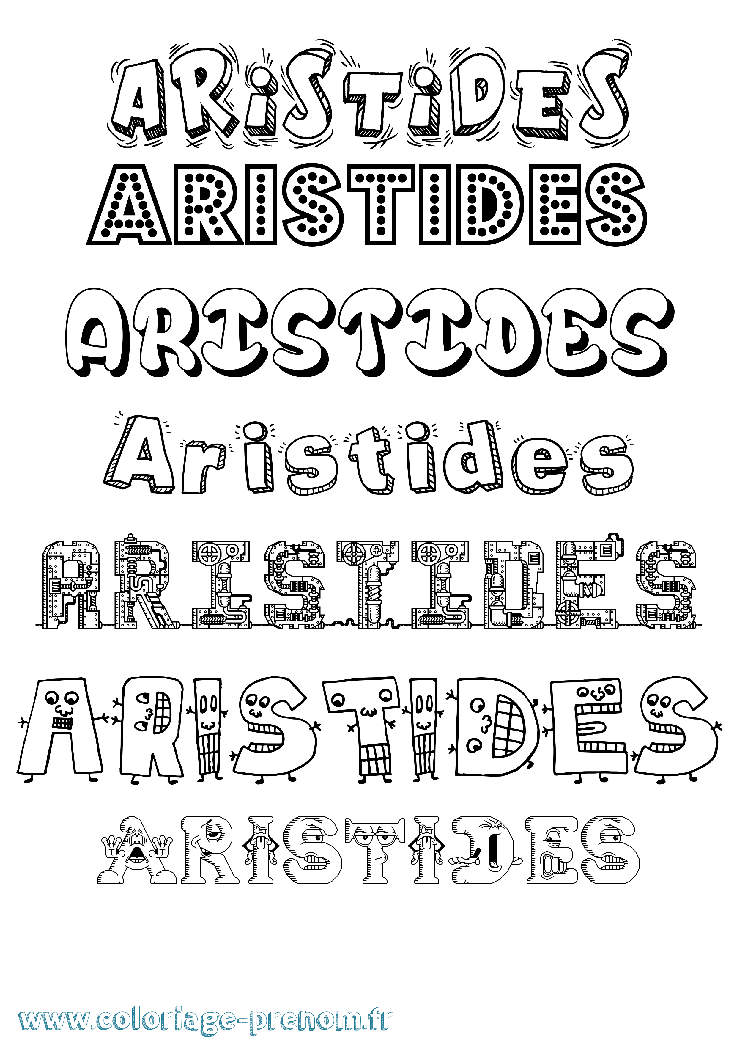 Coloriage prénom Aristides Fun
