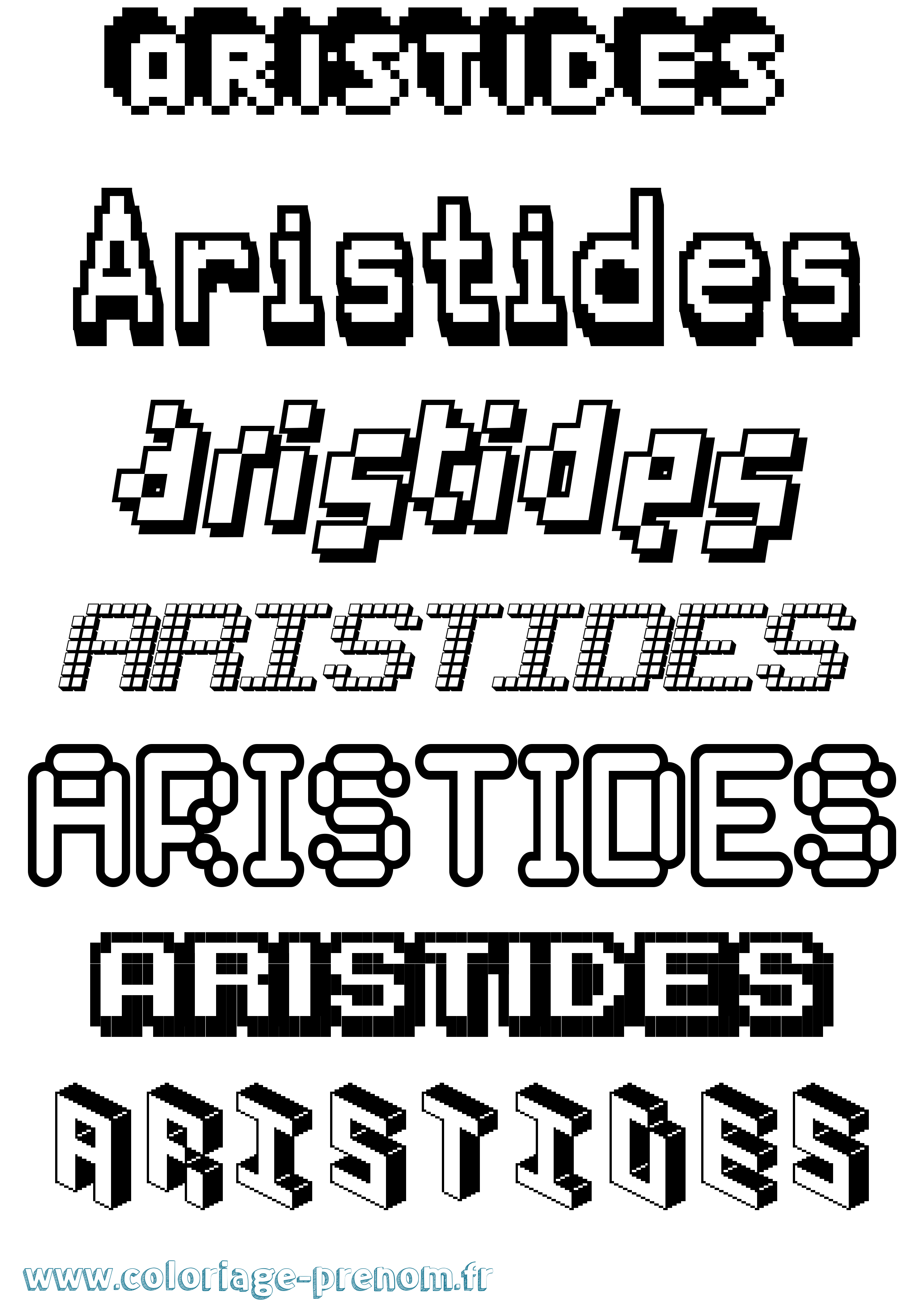 Coloriage prénom Aristides Pixel