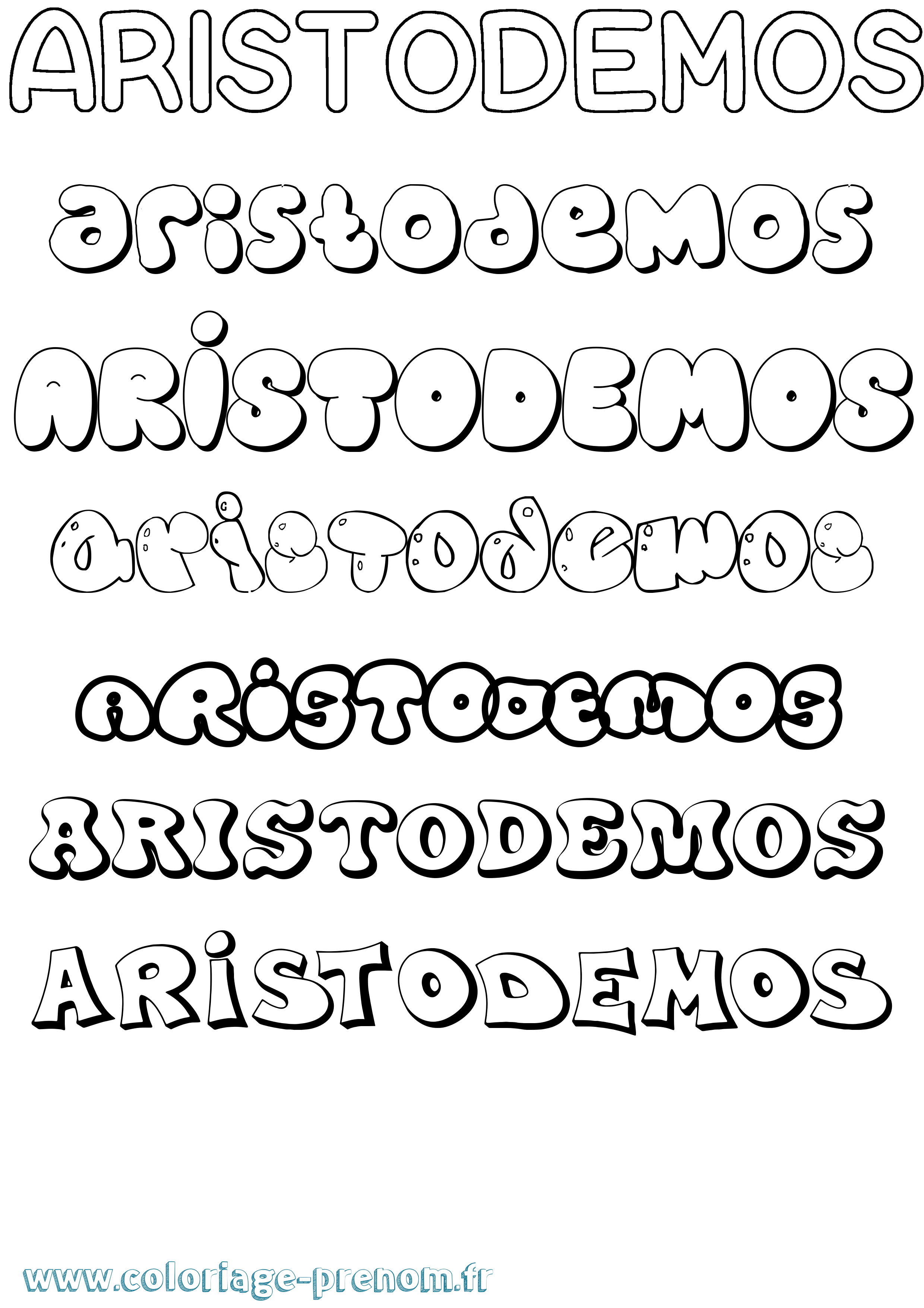 Coloriage Aristodemos Bubble Coloriage prénom Aristodemos Bubble
