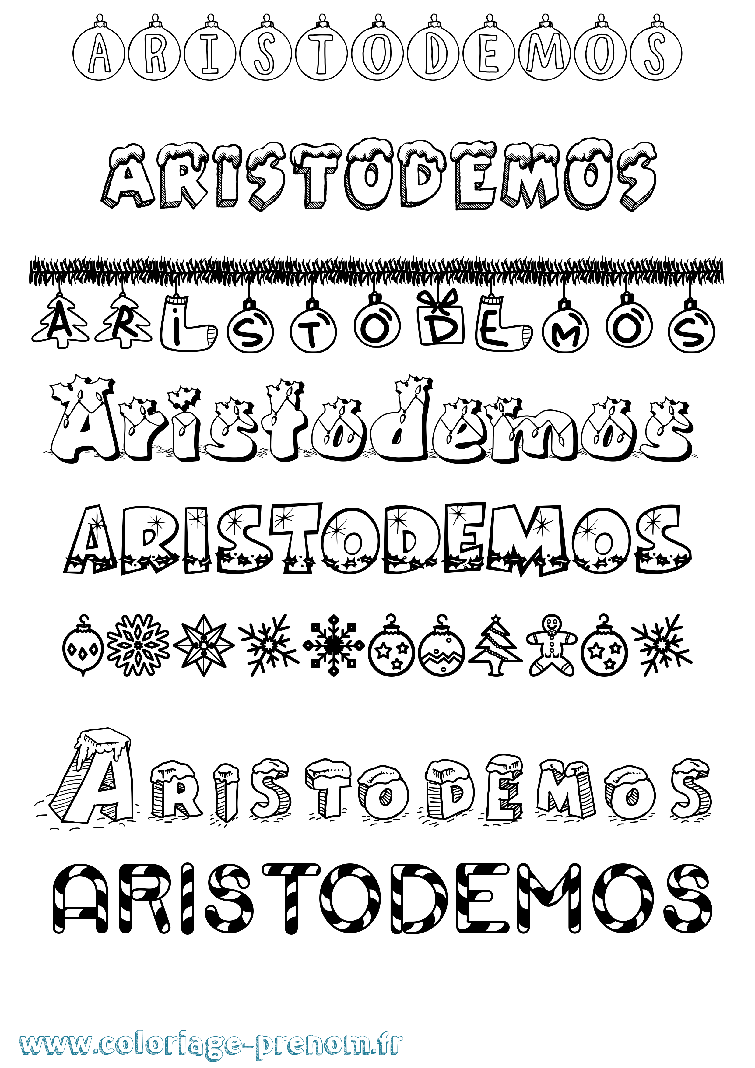 Coloriage Aristodemos Noël Coloriage prénom Aristodemos Noël