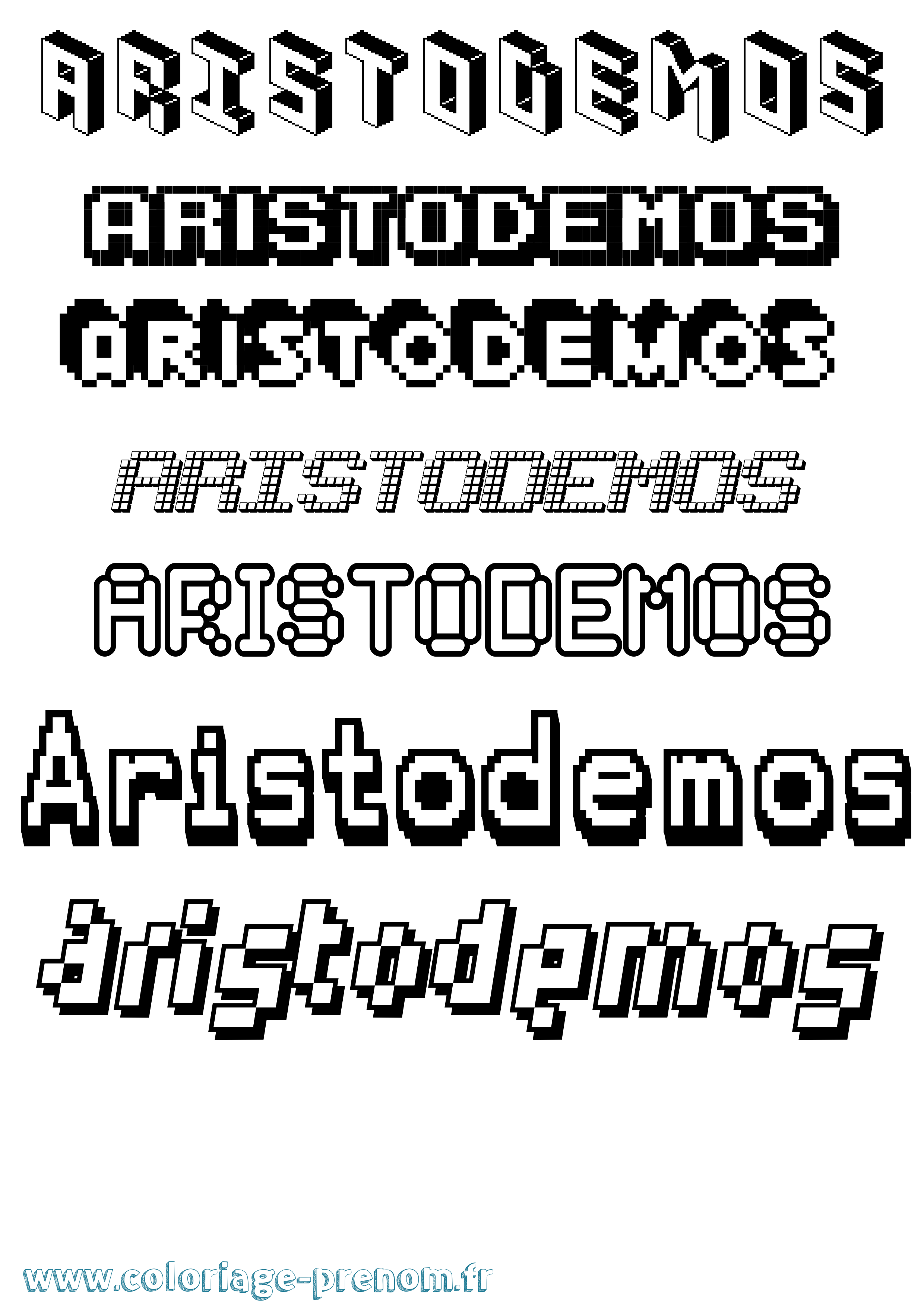Coloriage Aristodemos Pixel Coloriage prénom Aristodemos Pixel