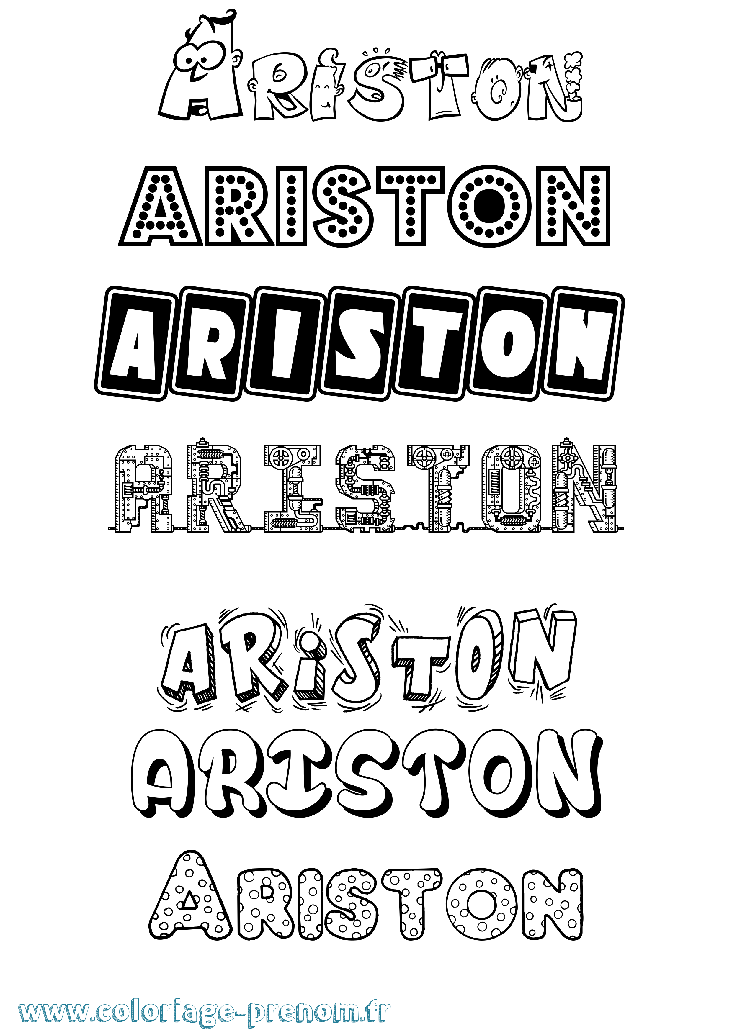 Coloriage prénom Ariston Fun